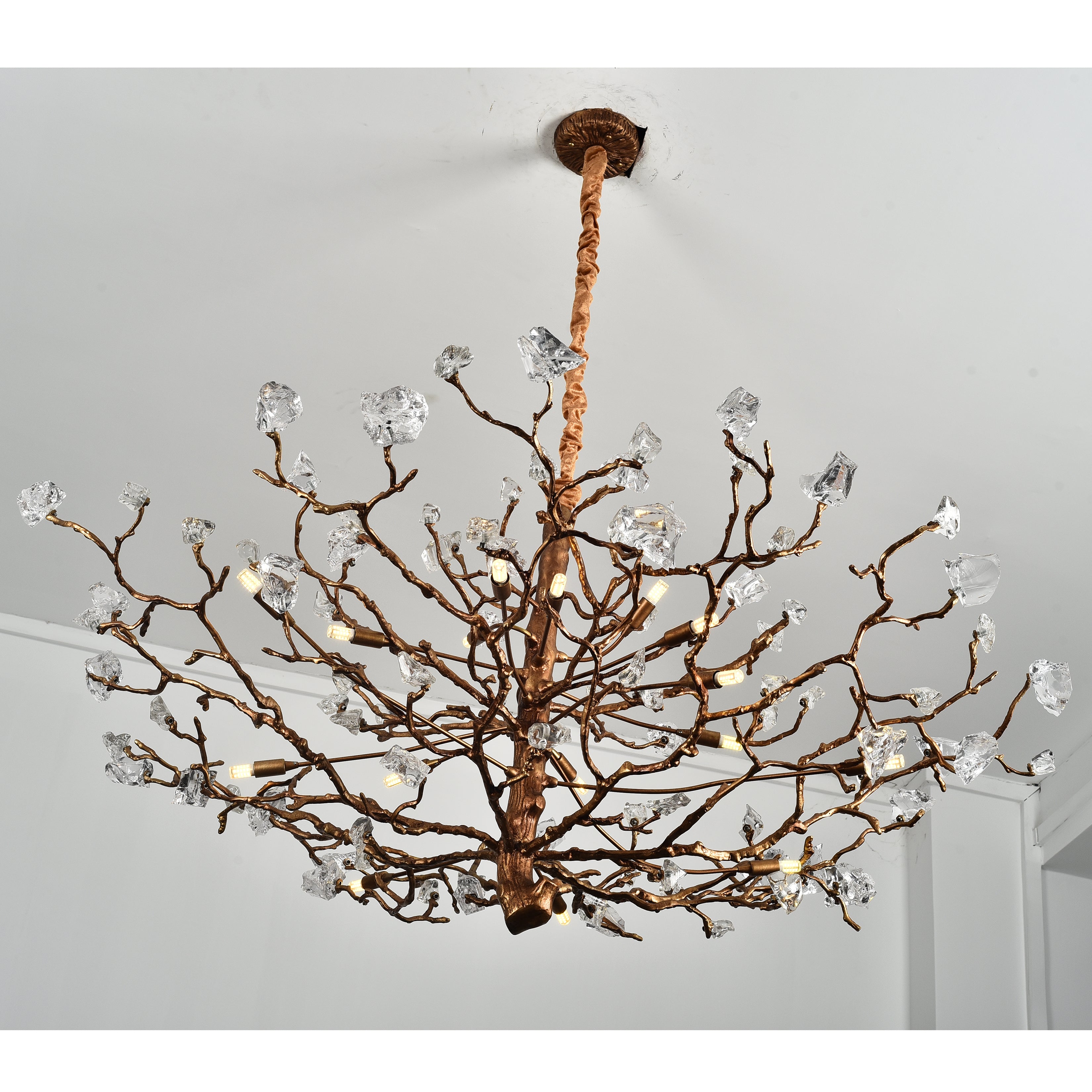 Lio Gemstone Branch Brass Round Chandelier