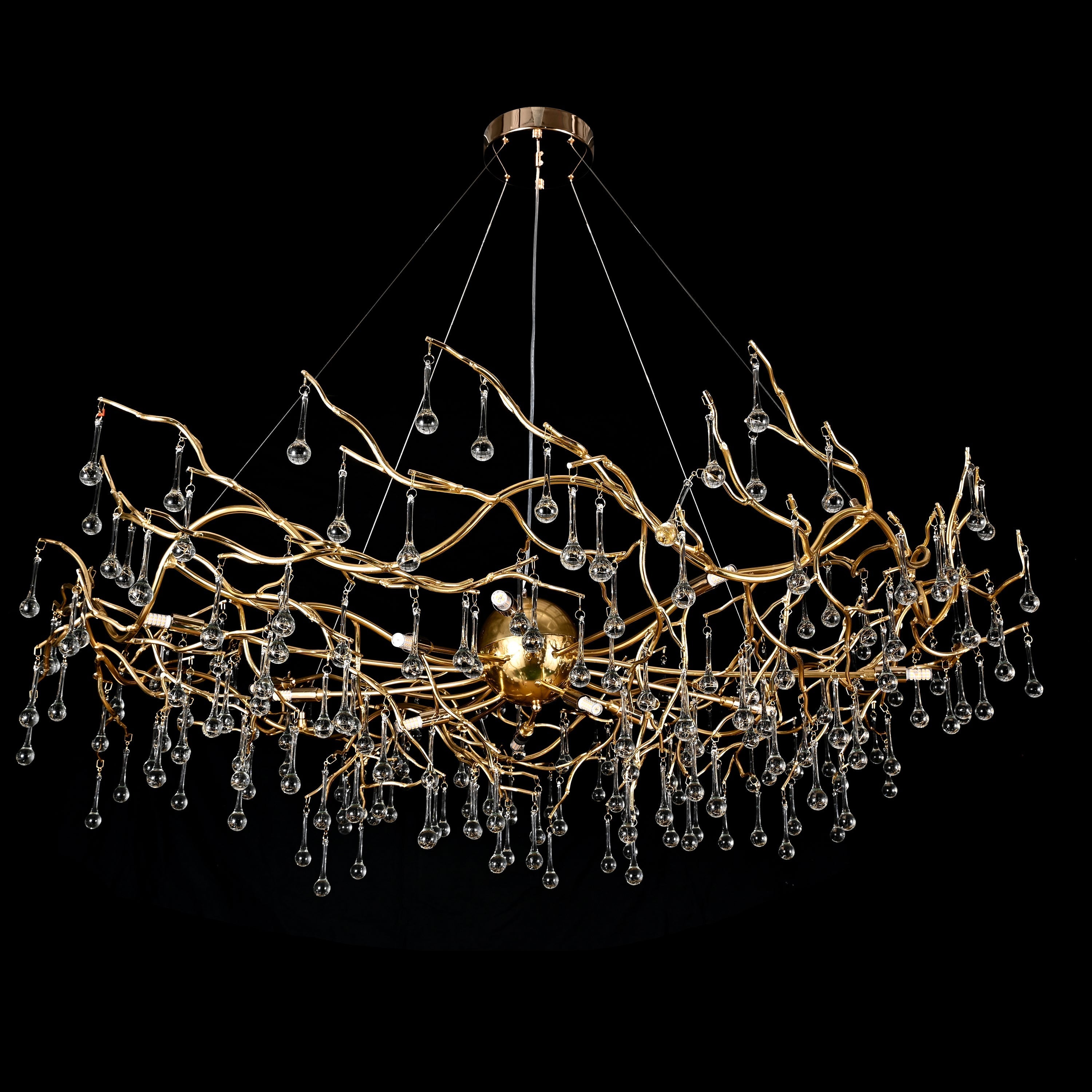 Lio Teardrop Branch Brass Round Chandelier