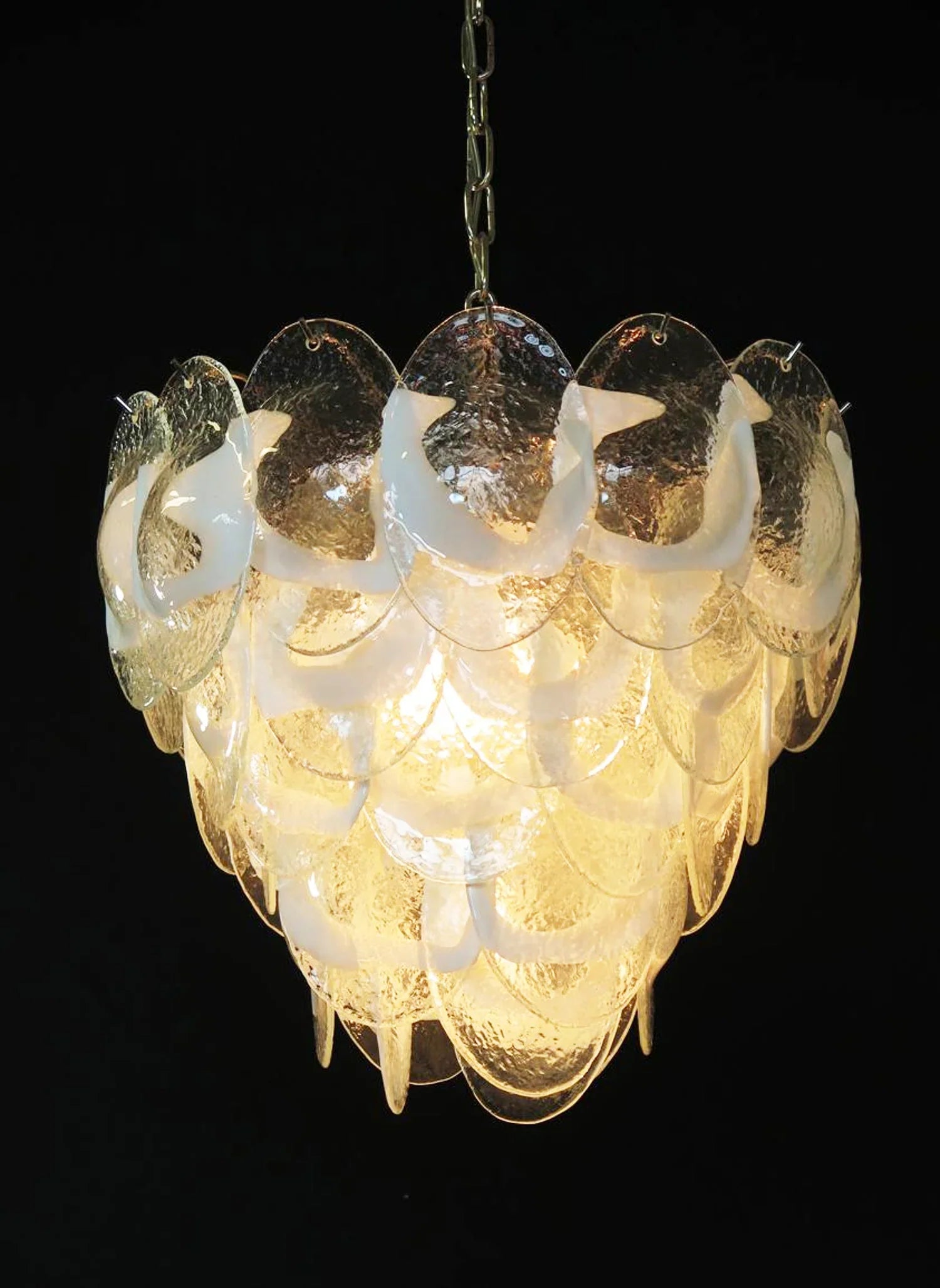 Mazzega Murano Transparent White Glasses Chandelier 20.5"