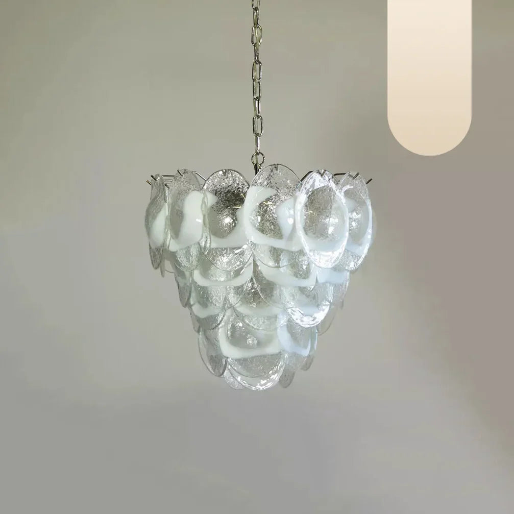 Mazzega Murano Transparent White Glasses Chandelier 20.5"
