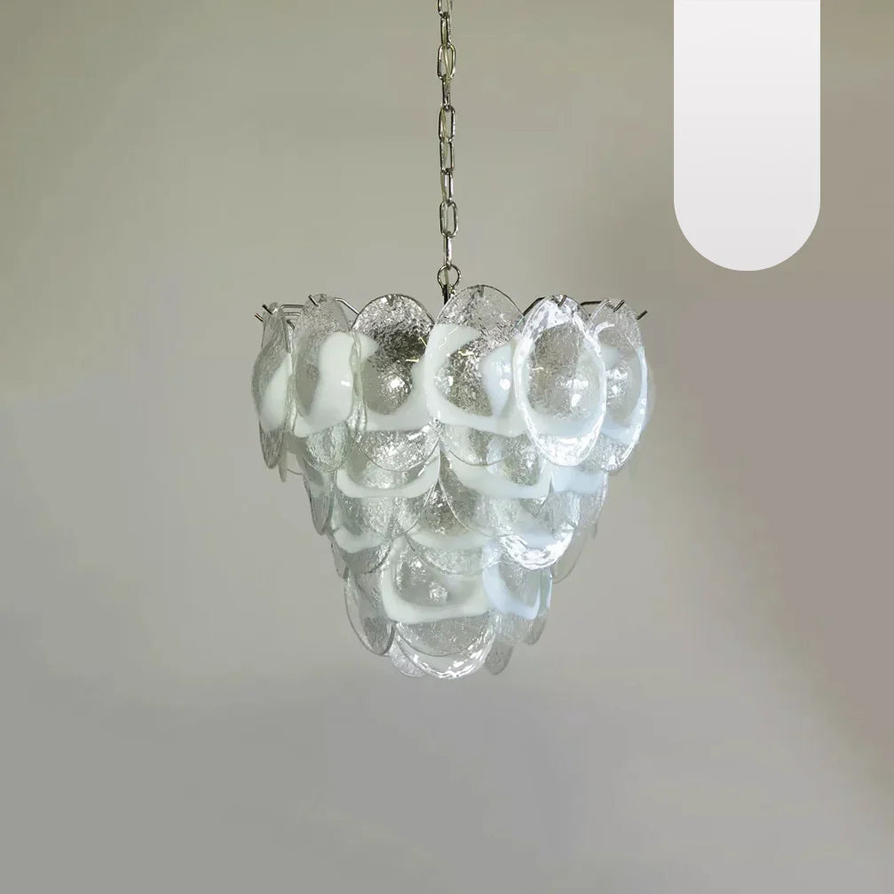 Mazzega Murano Transparent White Glasses Chandelier 20.5"