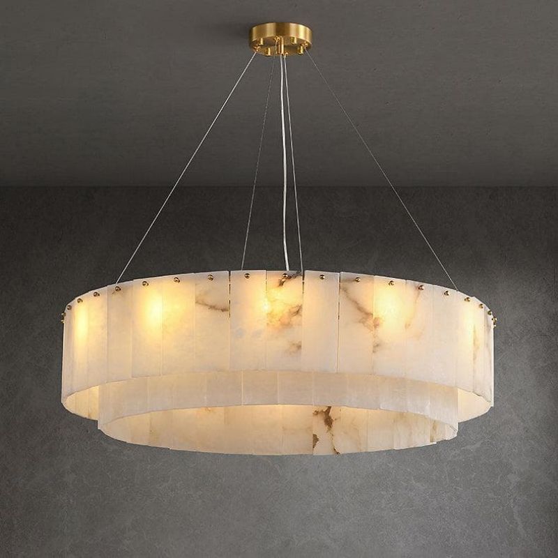 Sawyer Alabaster Flake 2 tier Round Art Chandelier