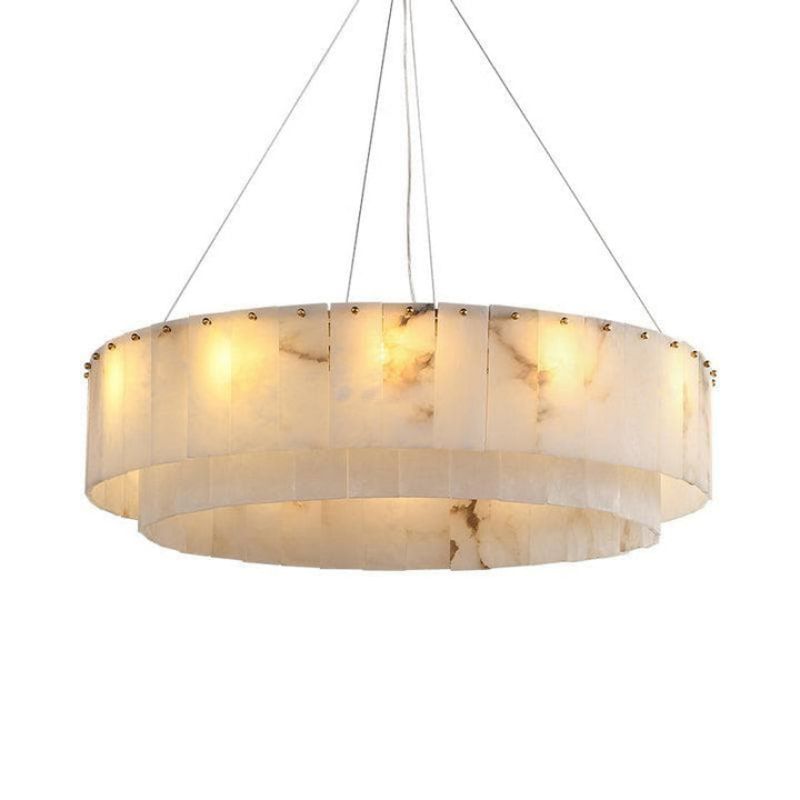 Sawyer Alabaster Flake 2 tier Round Art Chandelier