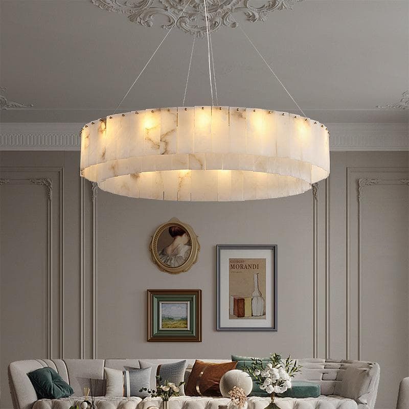 Sawyer Alabaster Flake 2 tier Round Art Chandelier
