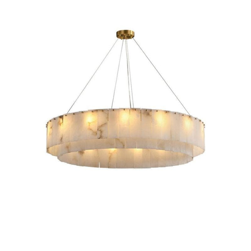 Sawyer Alabaster Flake 2 tier Round Art Chandelier