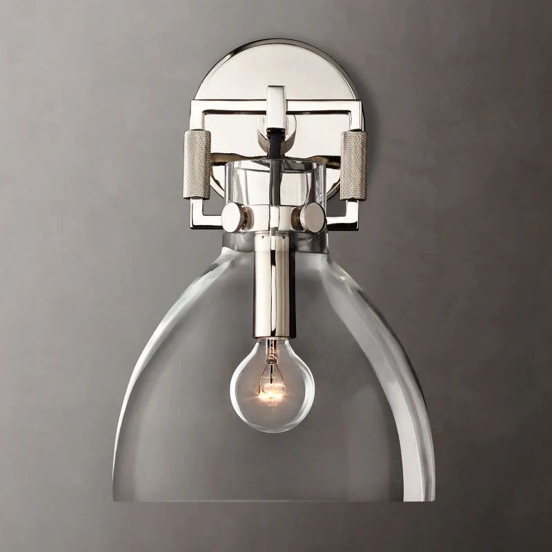 Machinist Glass Cloche Wall Sconce 8"