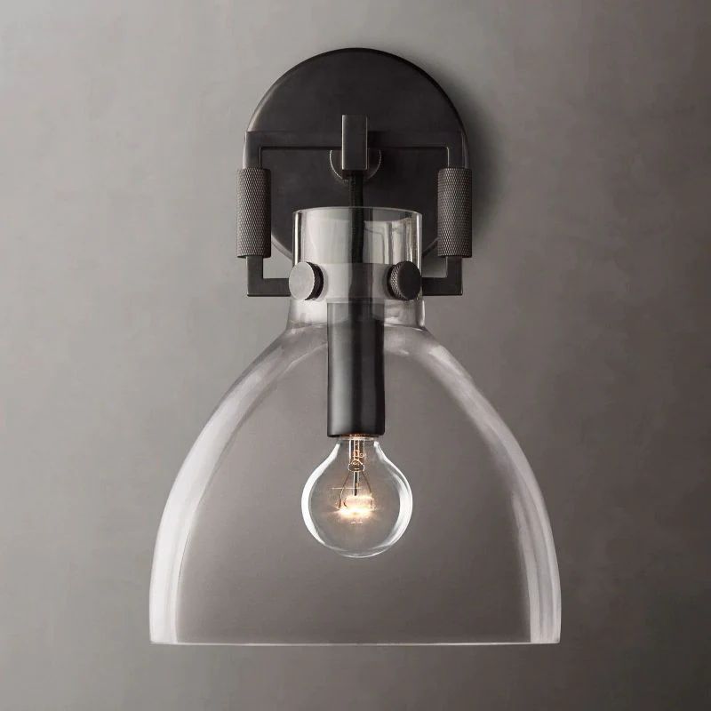 Machinist Glass Cloche Wall Sconce 8"
