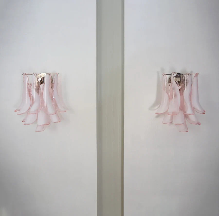 Vintage Murano Pink Wall Lights 13.8"