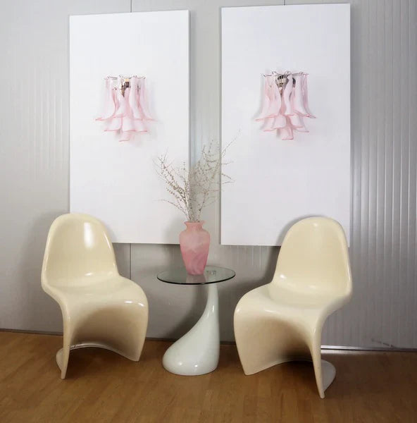 Vintage Murano Pink Wall Lights 13.8"