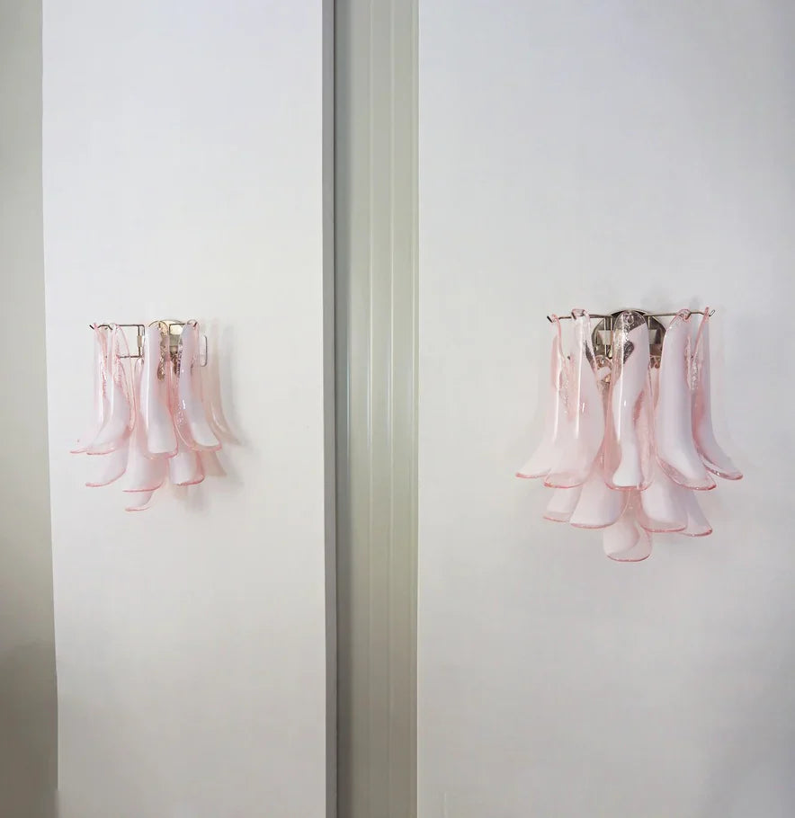 Vintage Murano Pink Wall Lights 13.8"