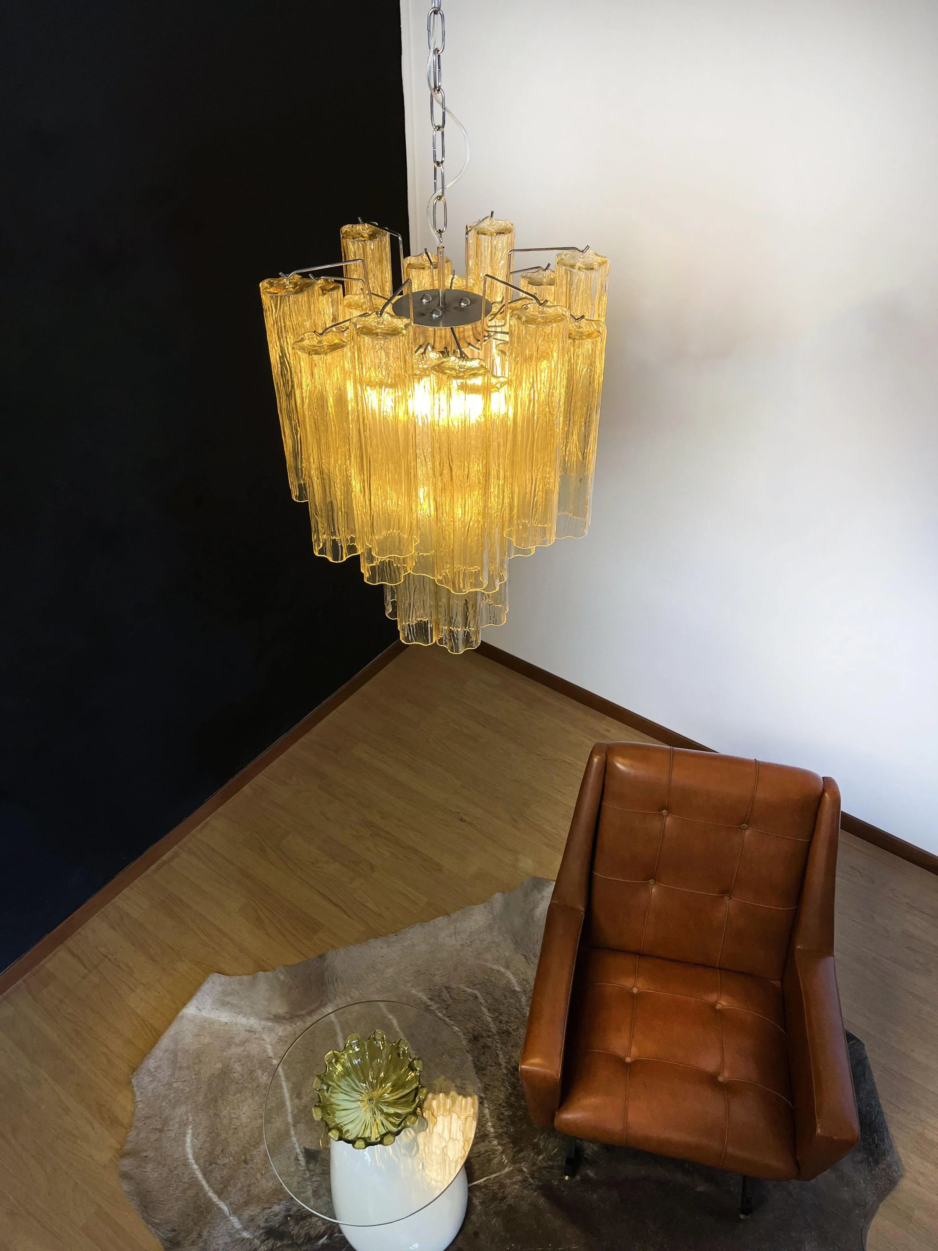 Fantastic Amber Murano Glass Tube Chandelier 19.7"