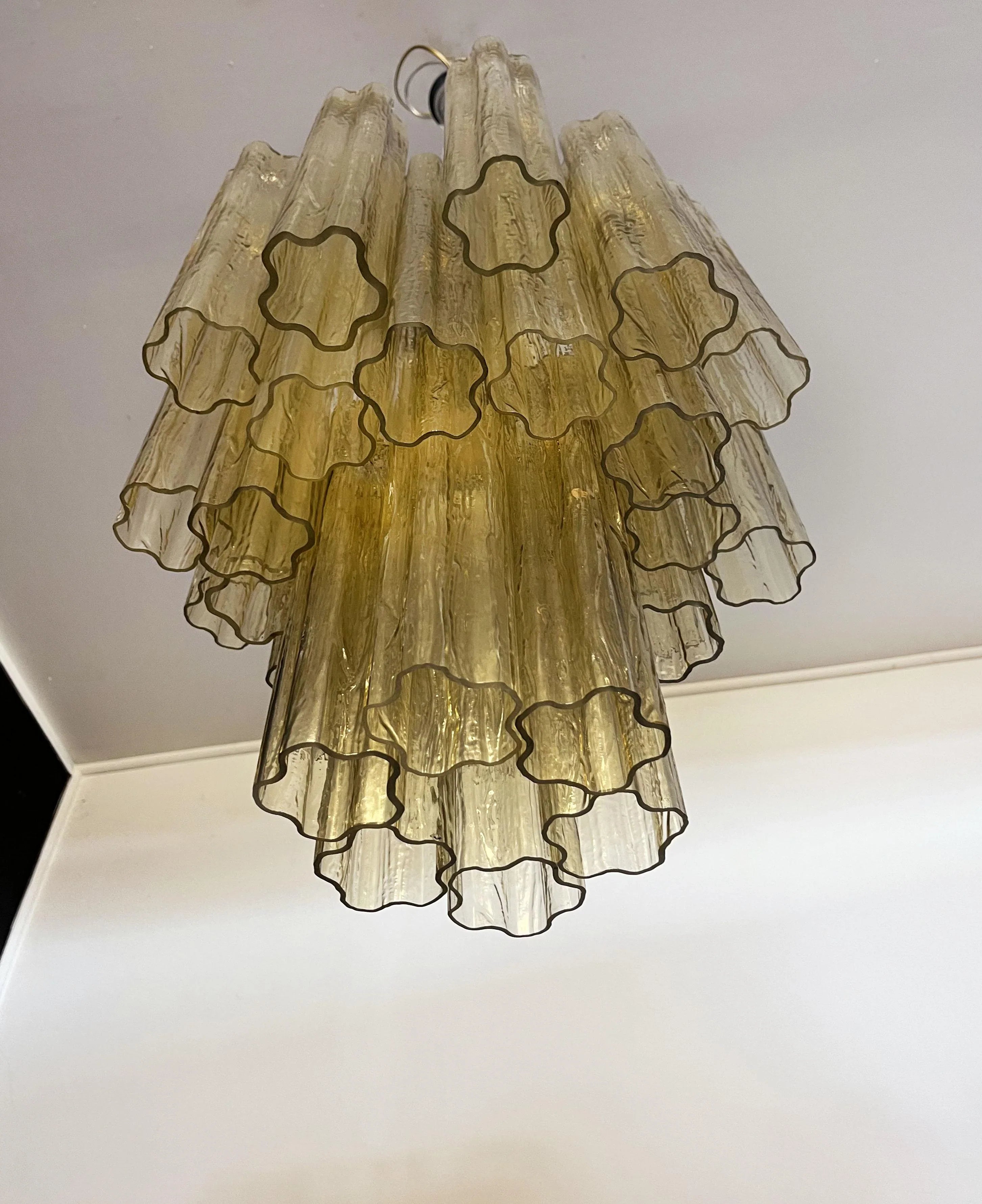 Fantastic Amber Murano Glass Tube Chandelier 19.7"