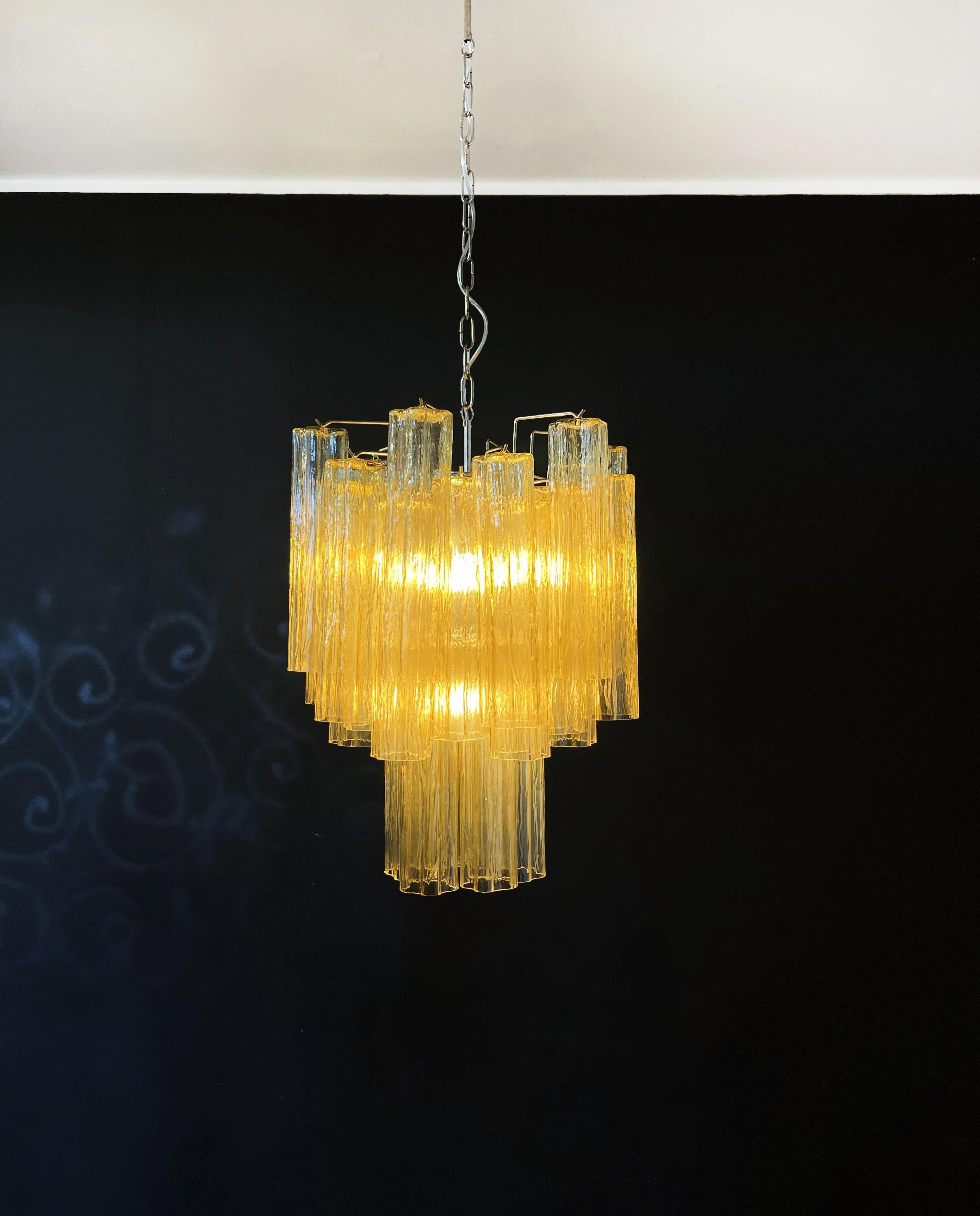Fantastic Amber Murano Glass Tube Chandelier 19.7"