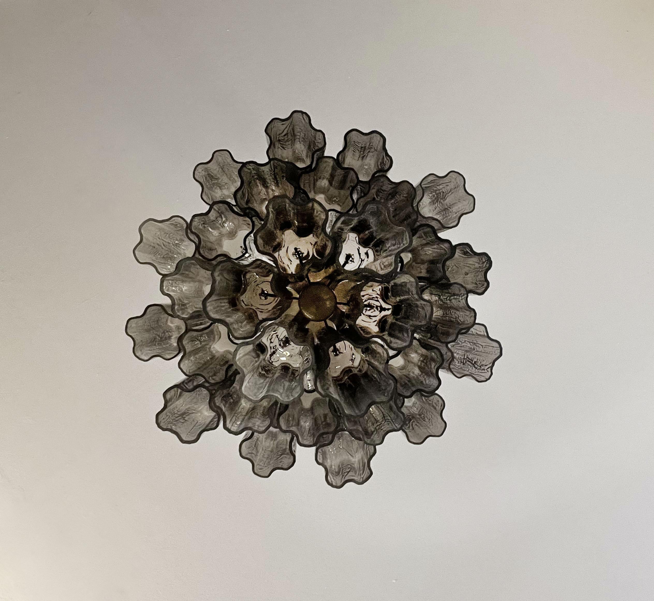Fantastic Smoked Murano Glass Tube Chandelier 19.7"