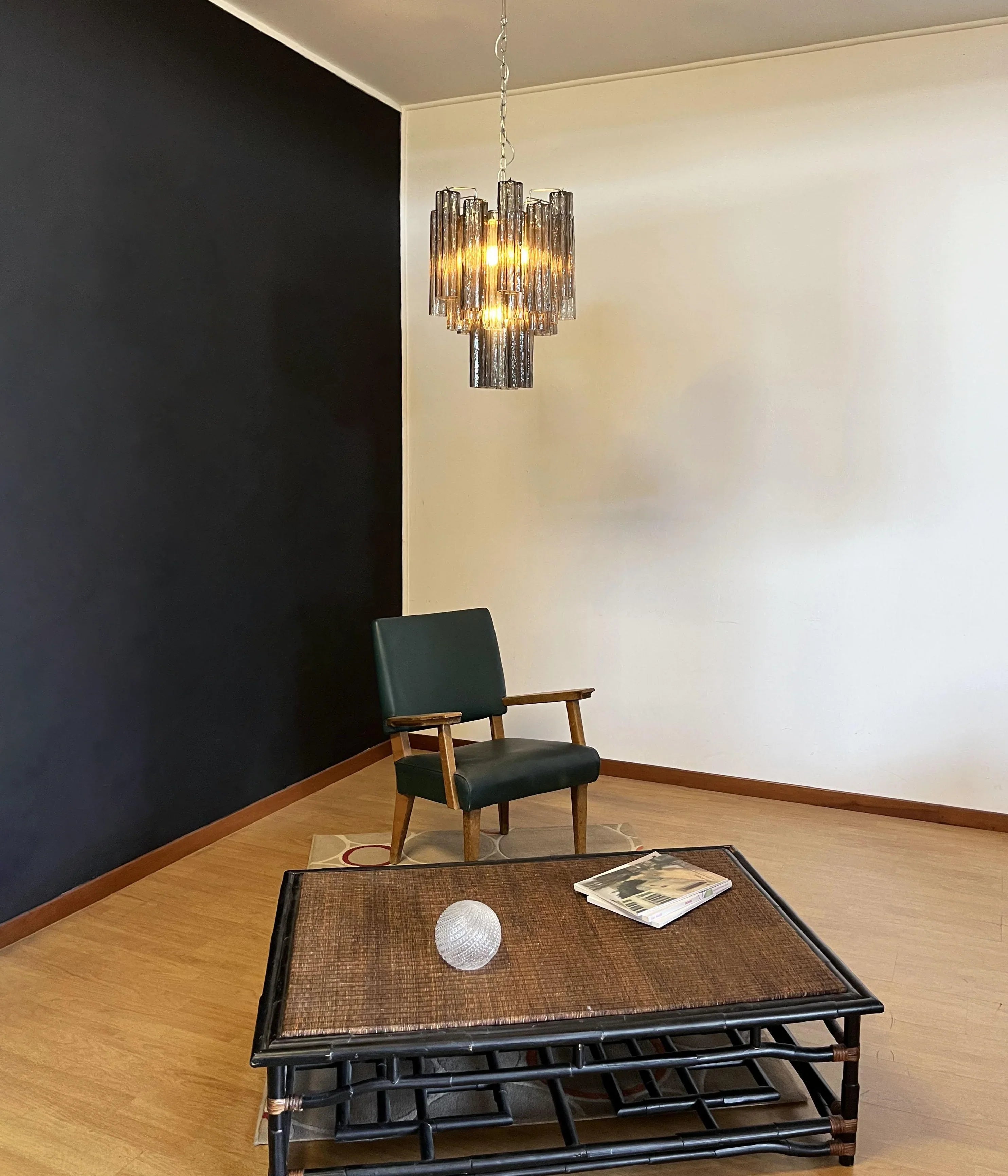 Fantastic Smoked Murano Glass Tube Chandelier 19.7"