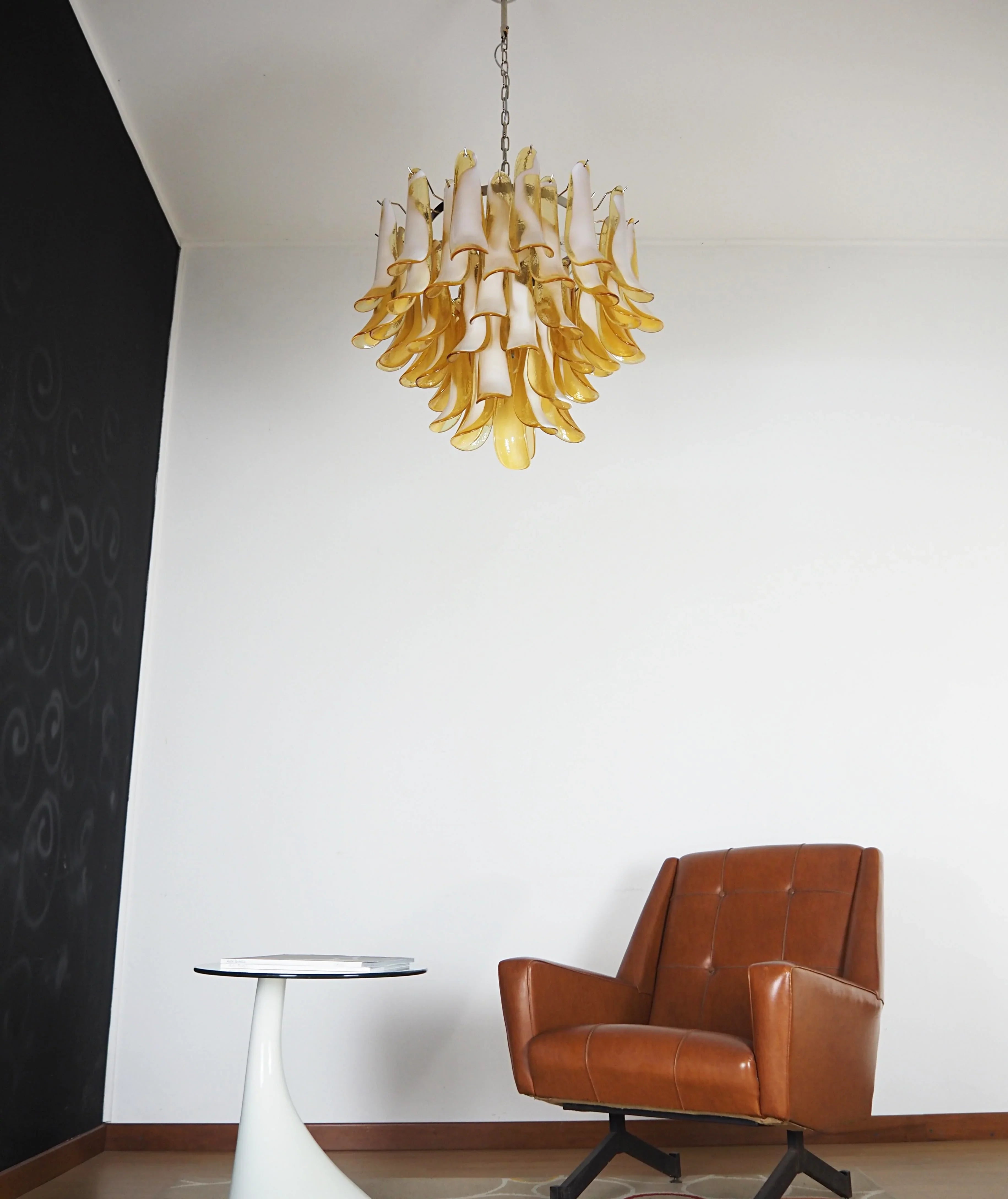 Vintage Caramels Glass Murano Petals Chandelier 26.6"