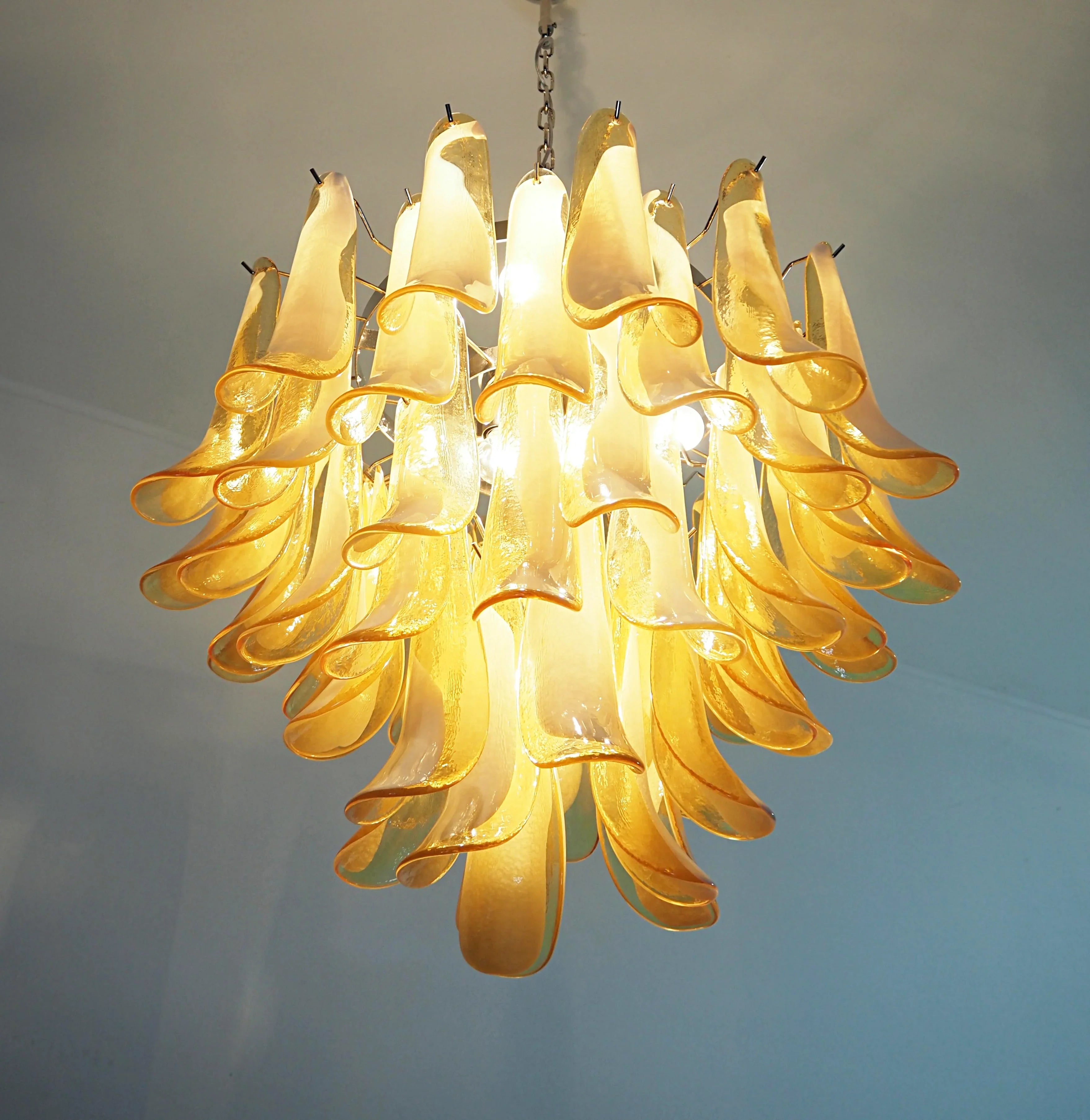 Vintage Caramels Glass Murano Petals Chandelier 26.6"