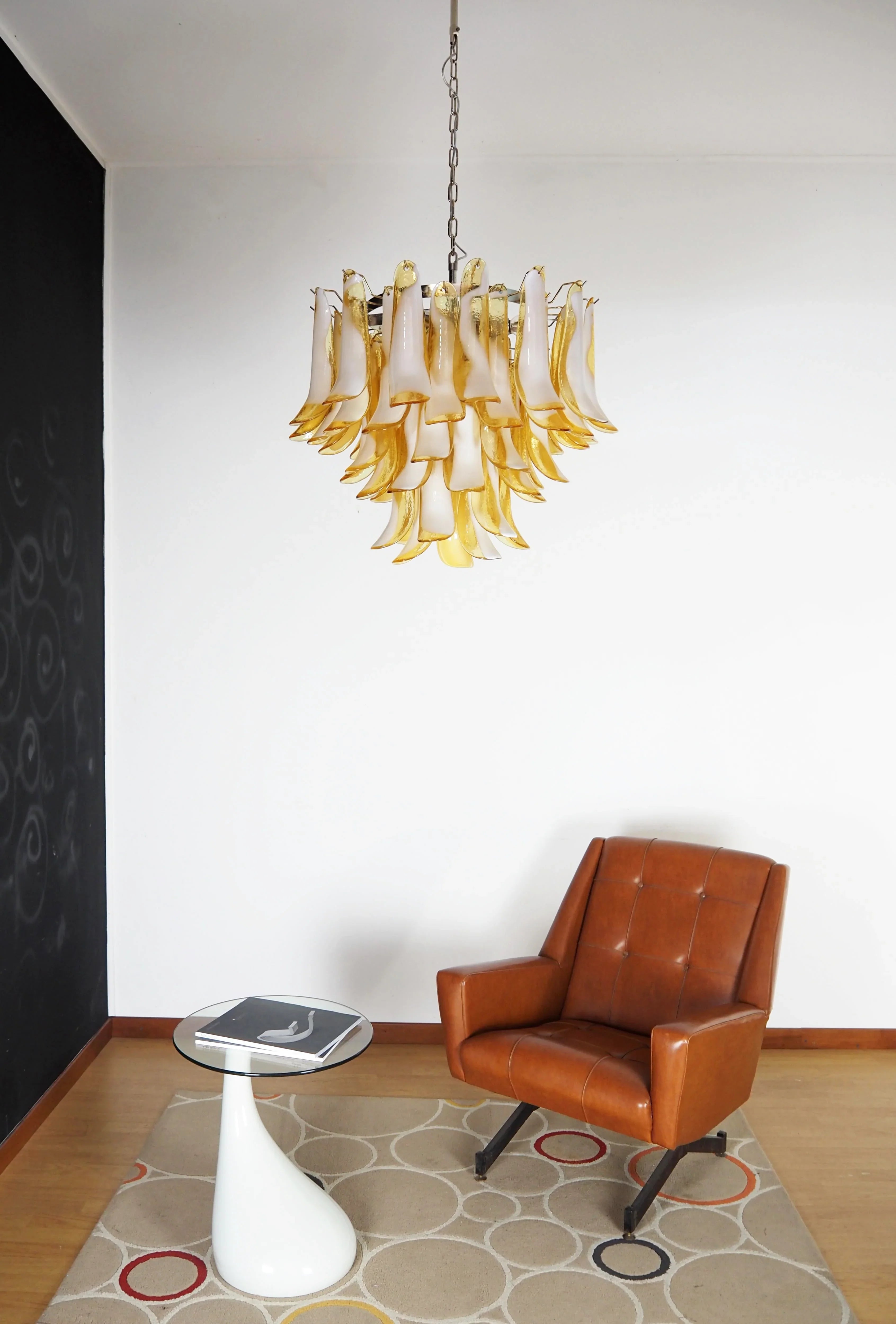 Vintage Caramels Glass Murano Petals Chandelier 26.6"