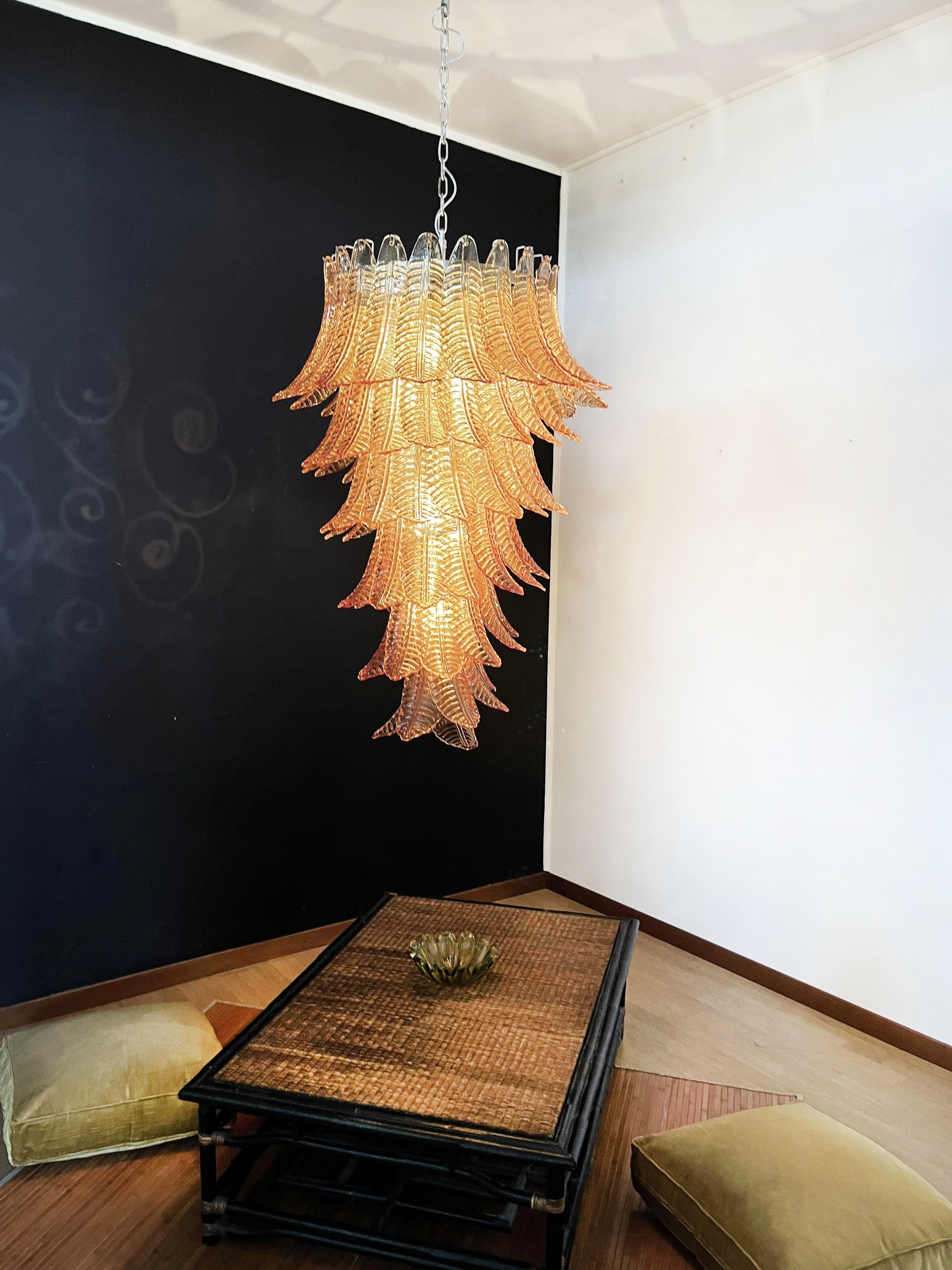 Murano Amber Felch Spiral Chandelier 27.5"