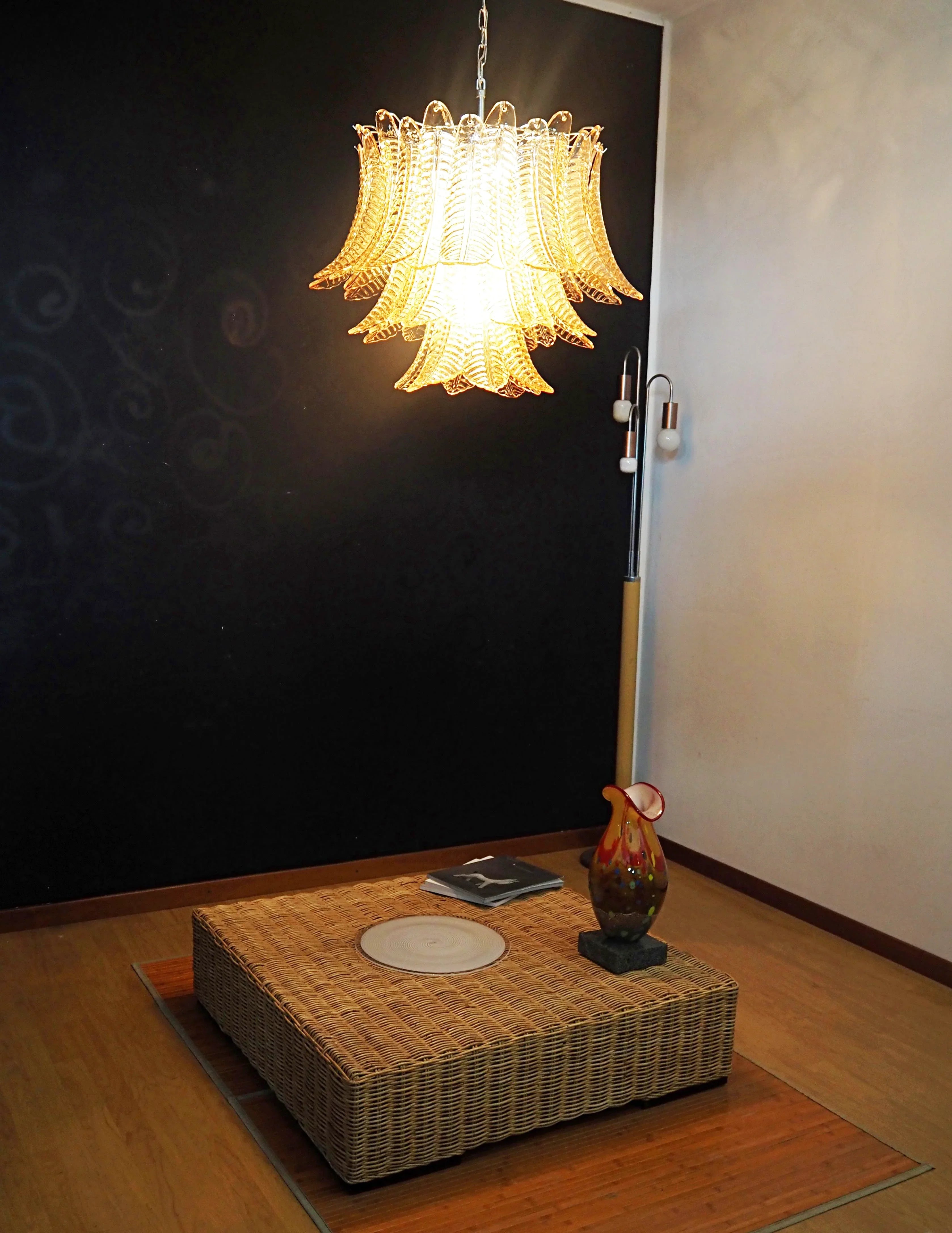Murano Amber Ferns Glass Chandelier 31.5"