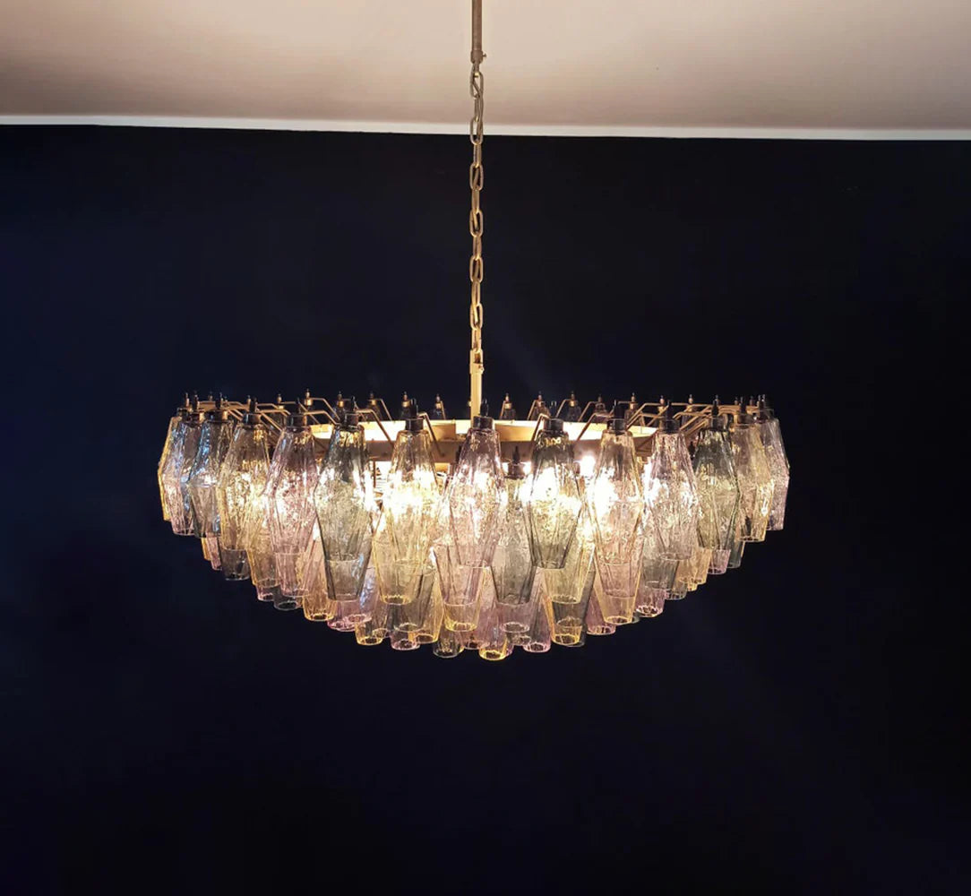 Murano Faceted Multicolor Glass Chandelier 35.4"