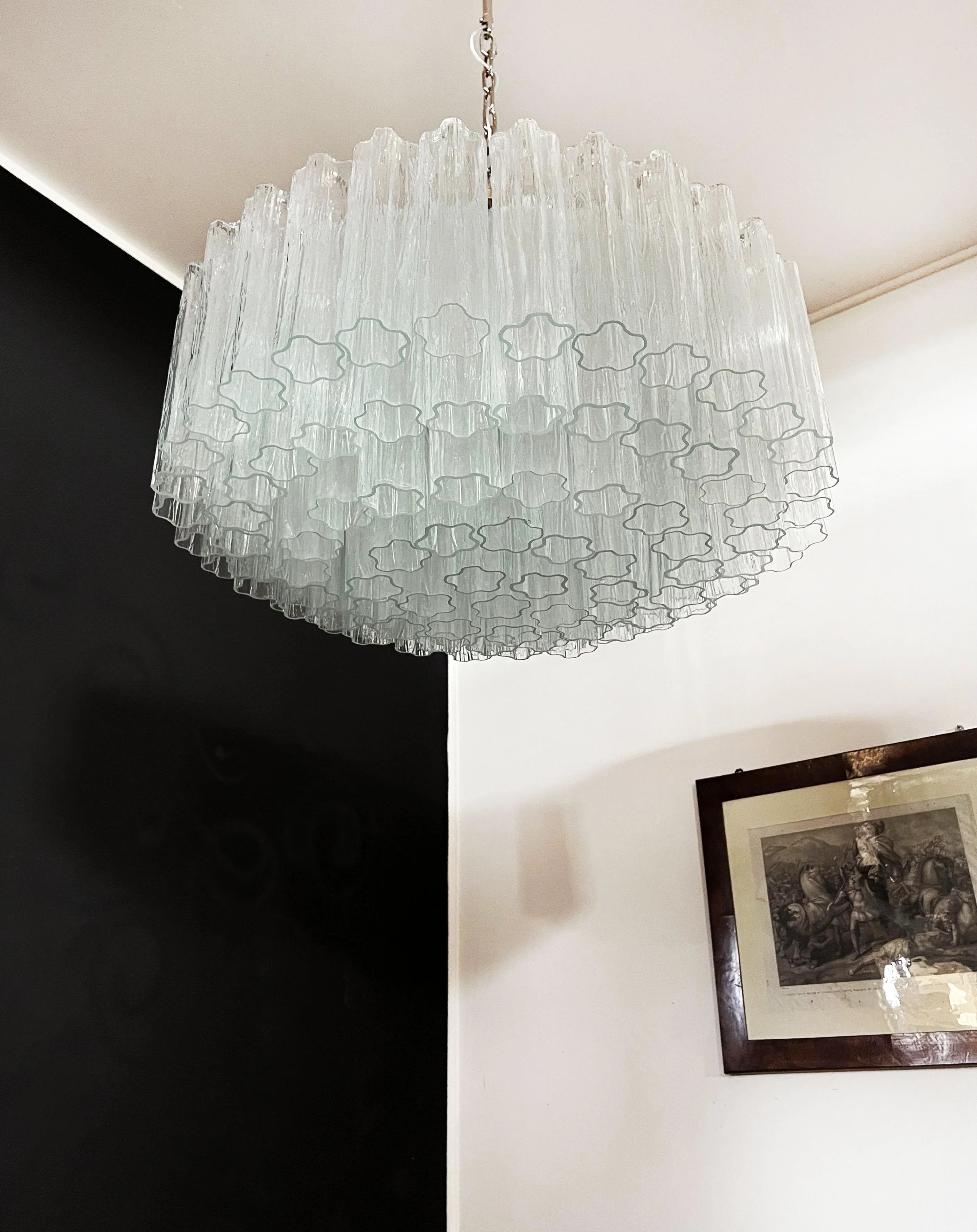 Murano Large Transparent Glass Tube Chandelier 32.3"