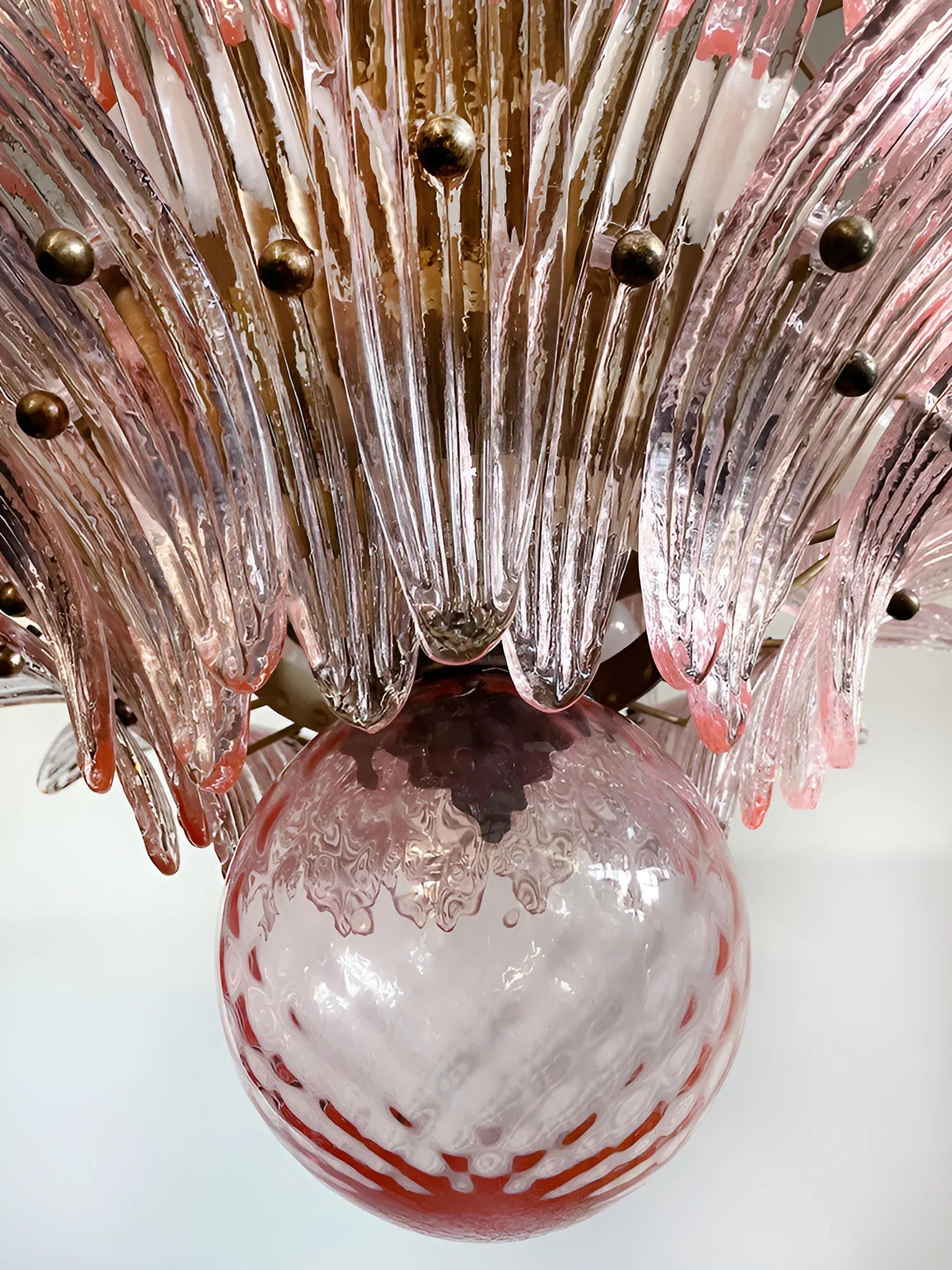 Murano Palmette Glass Pink Chandelier 45.3"