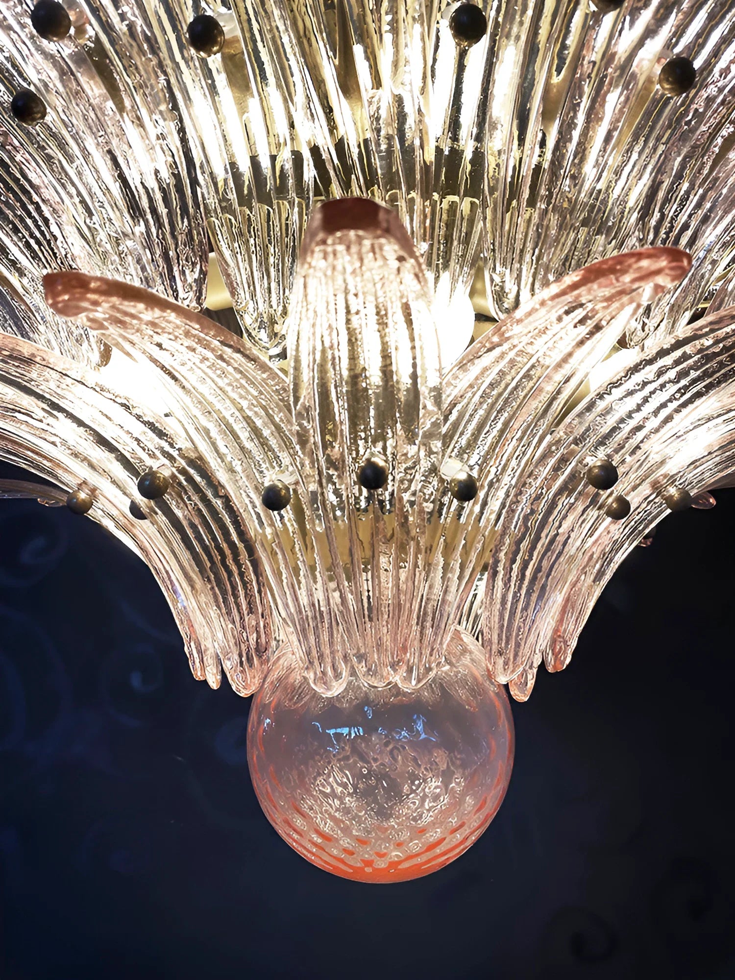 Murano Palmette Glass Pink Chandelier 45.3"