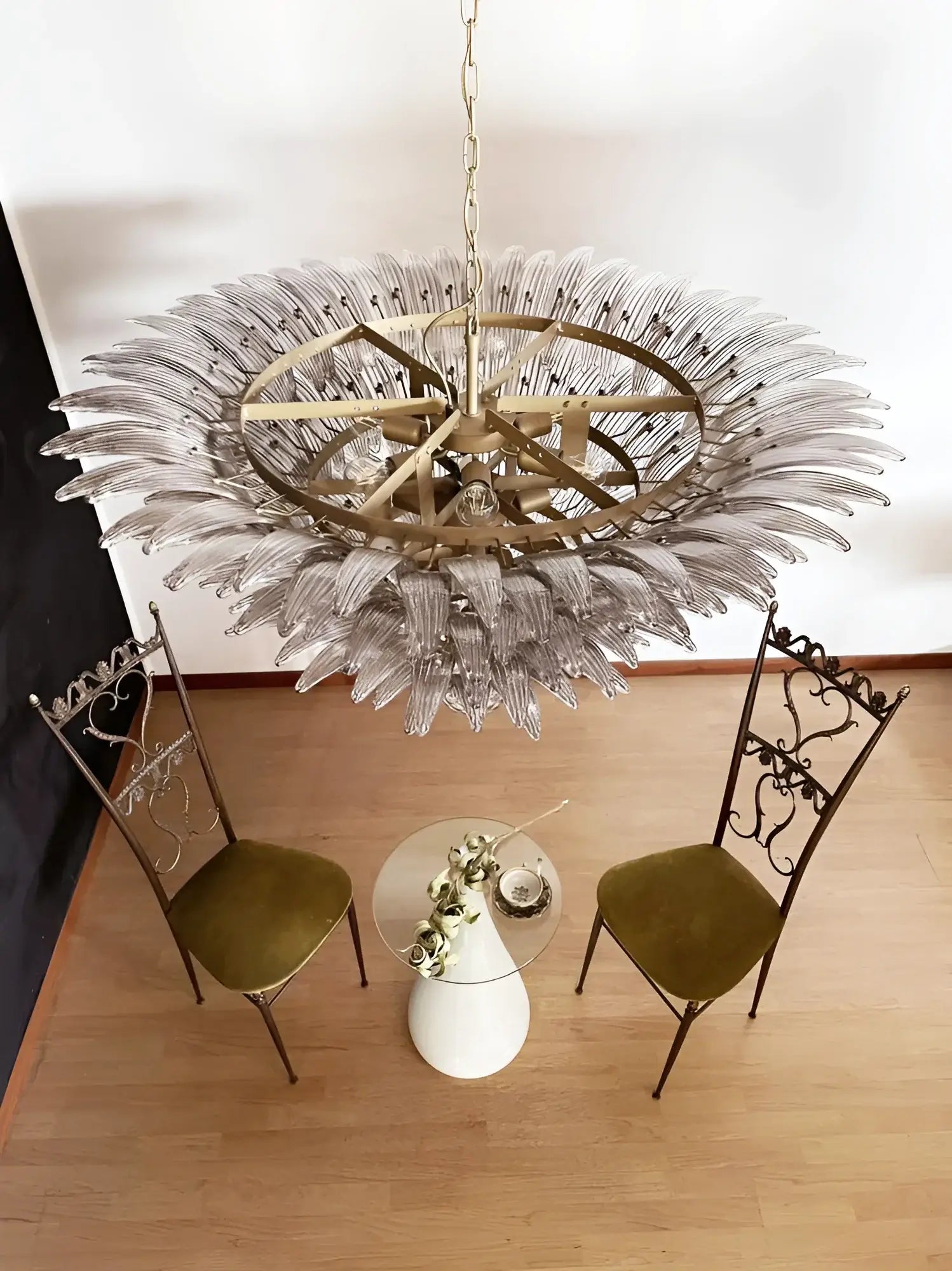 Murano Palmette Glass Smoked Chandelier 45.3"