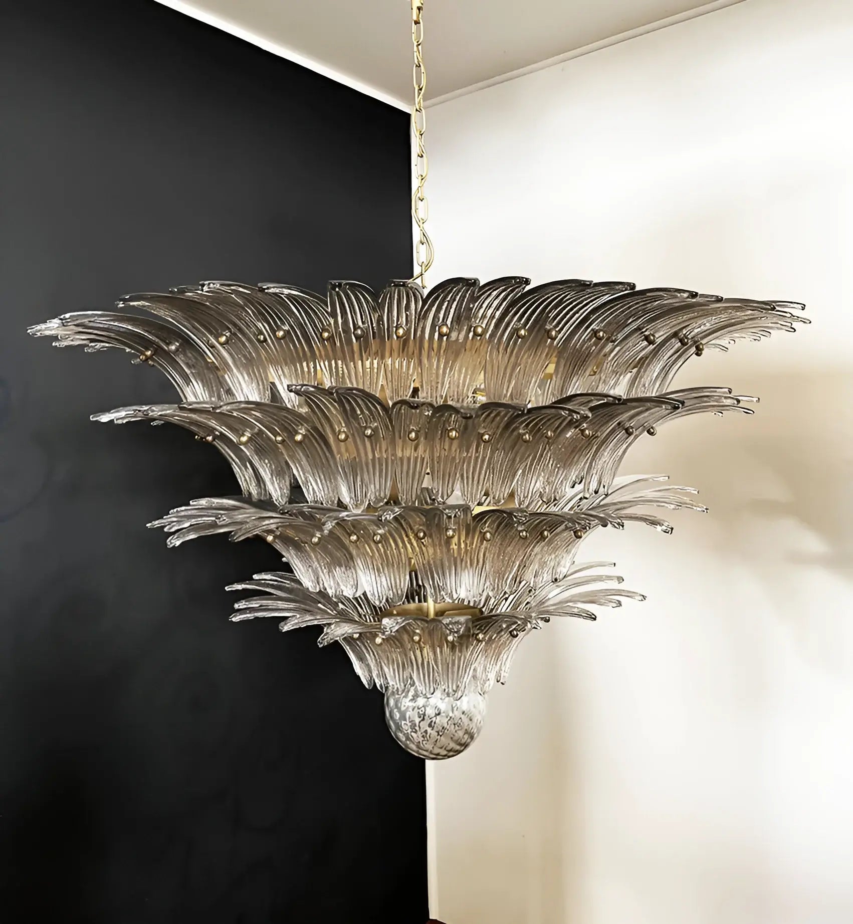 Murano Palmette Glass Smoked Chandelier 45.3"