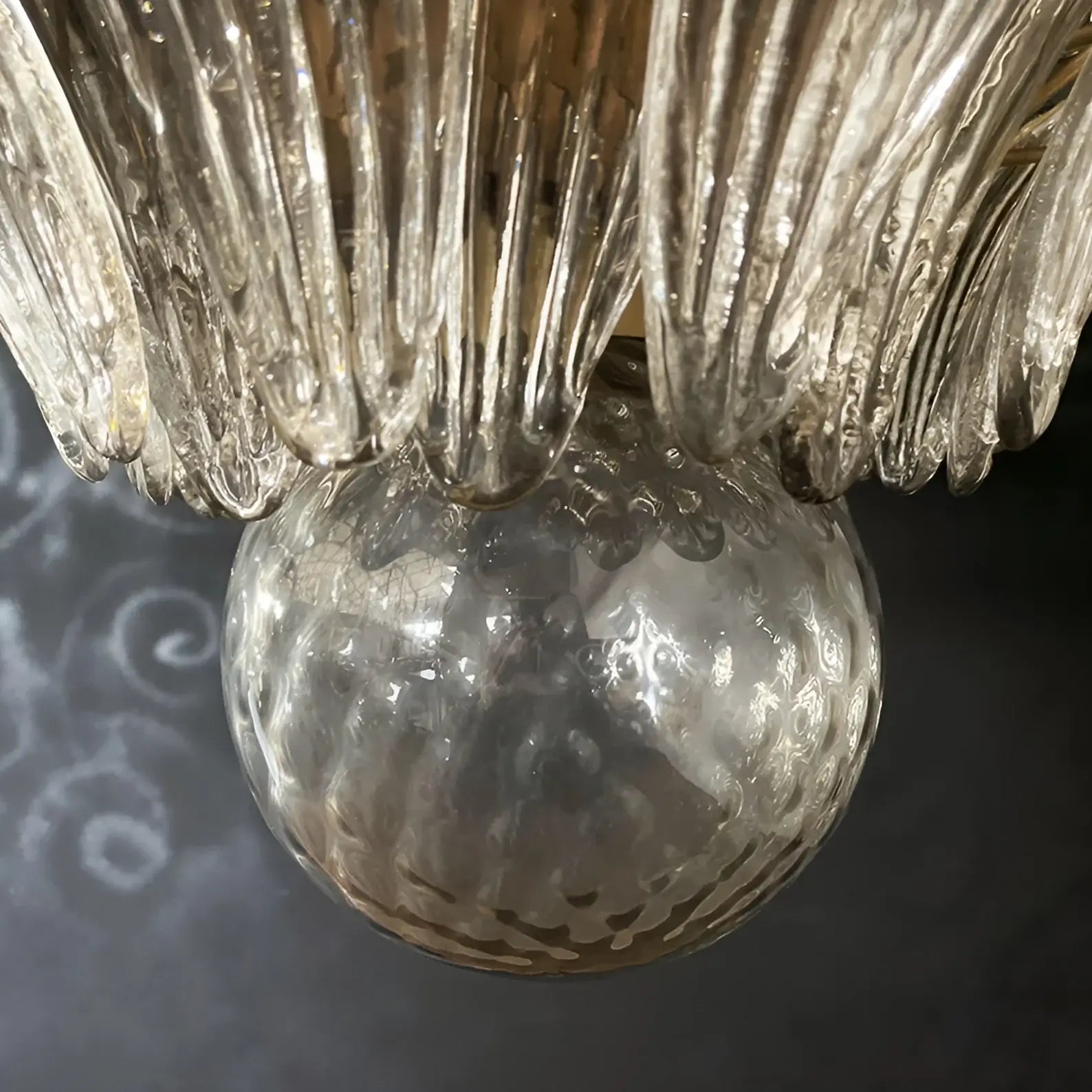 Murano Palmette Glass Smoked Chandelier 45.3"