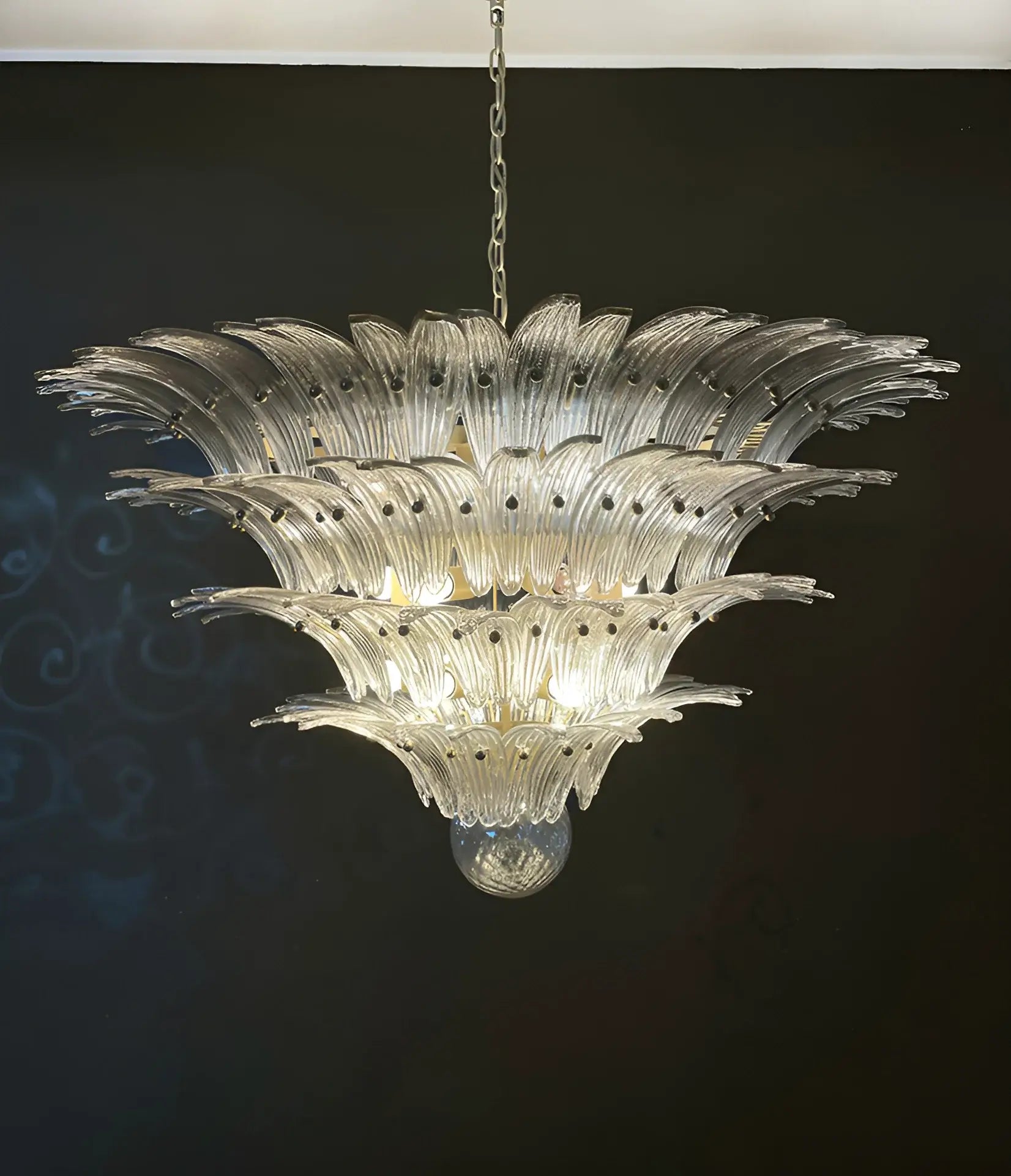 Murano Palmette Glass Smoked Chandelier 45.3"