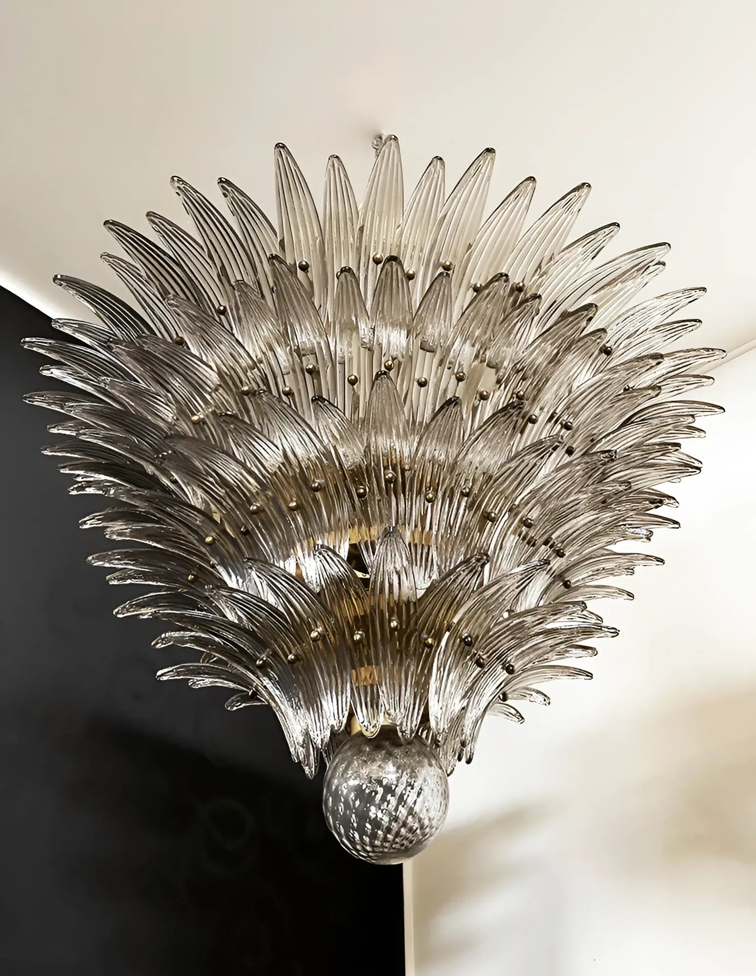 Murano Palmette Glass Smoked Chandelier 45.3"