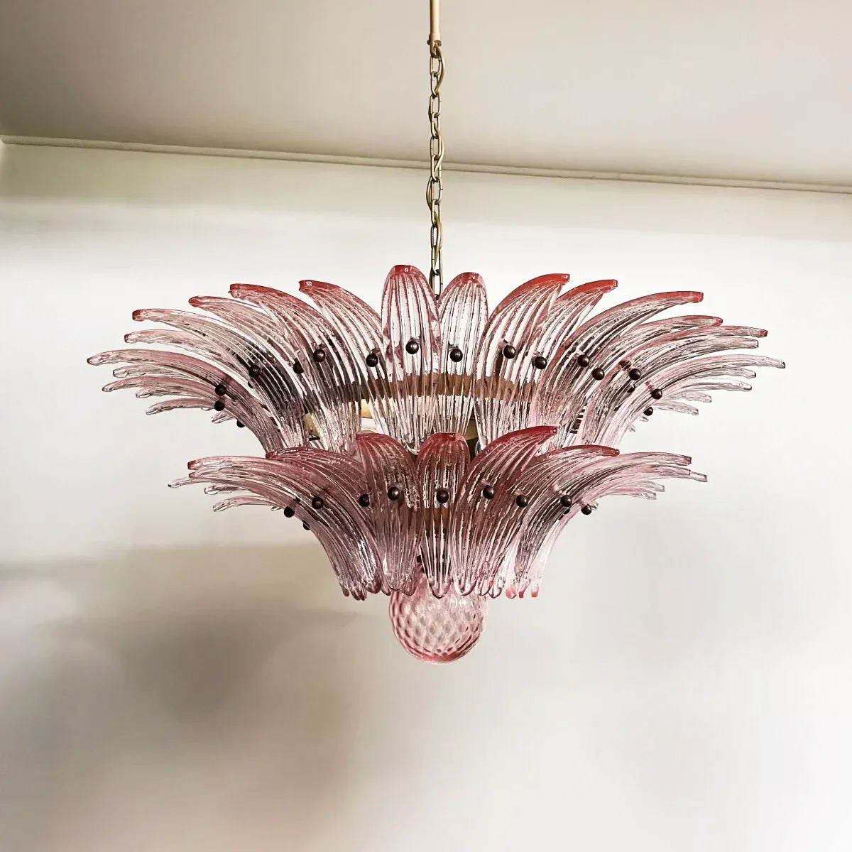 Murano Palmette Pink Chandelier 34"
