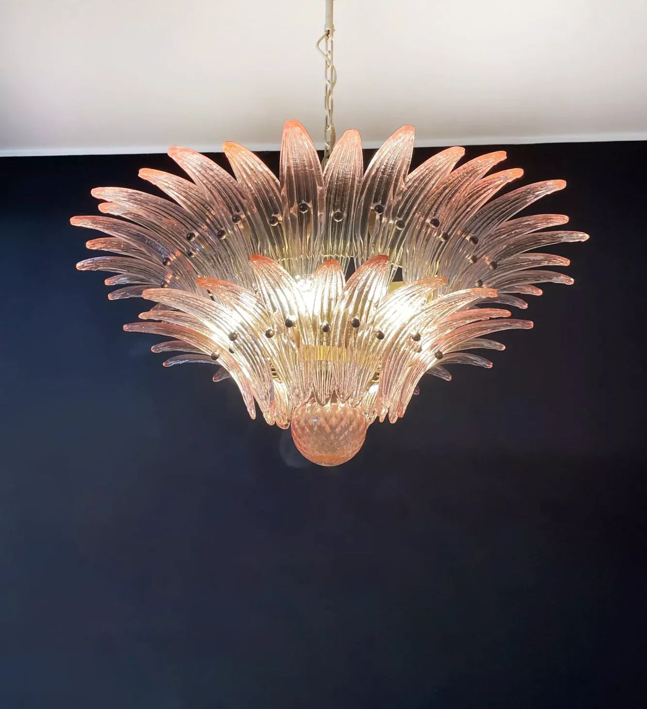 Murano Palmette Pink Chandelier 34"