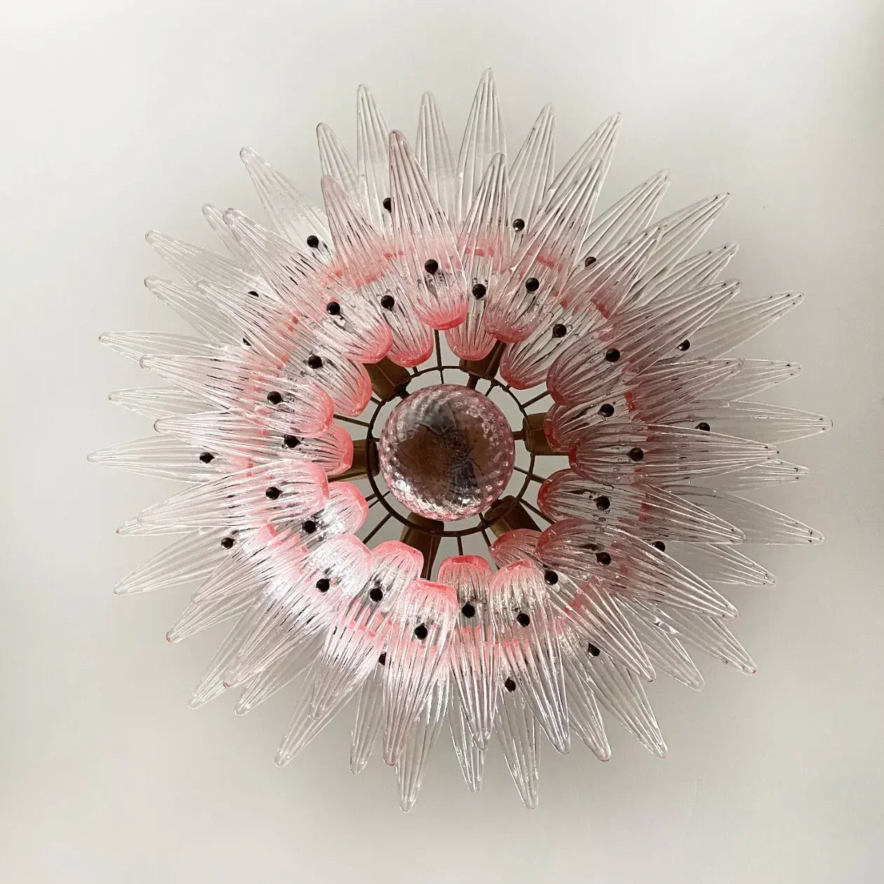 Murano Palmette Pink Chandelier 34"