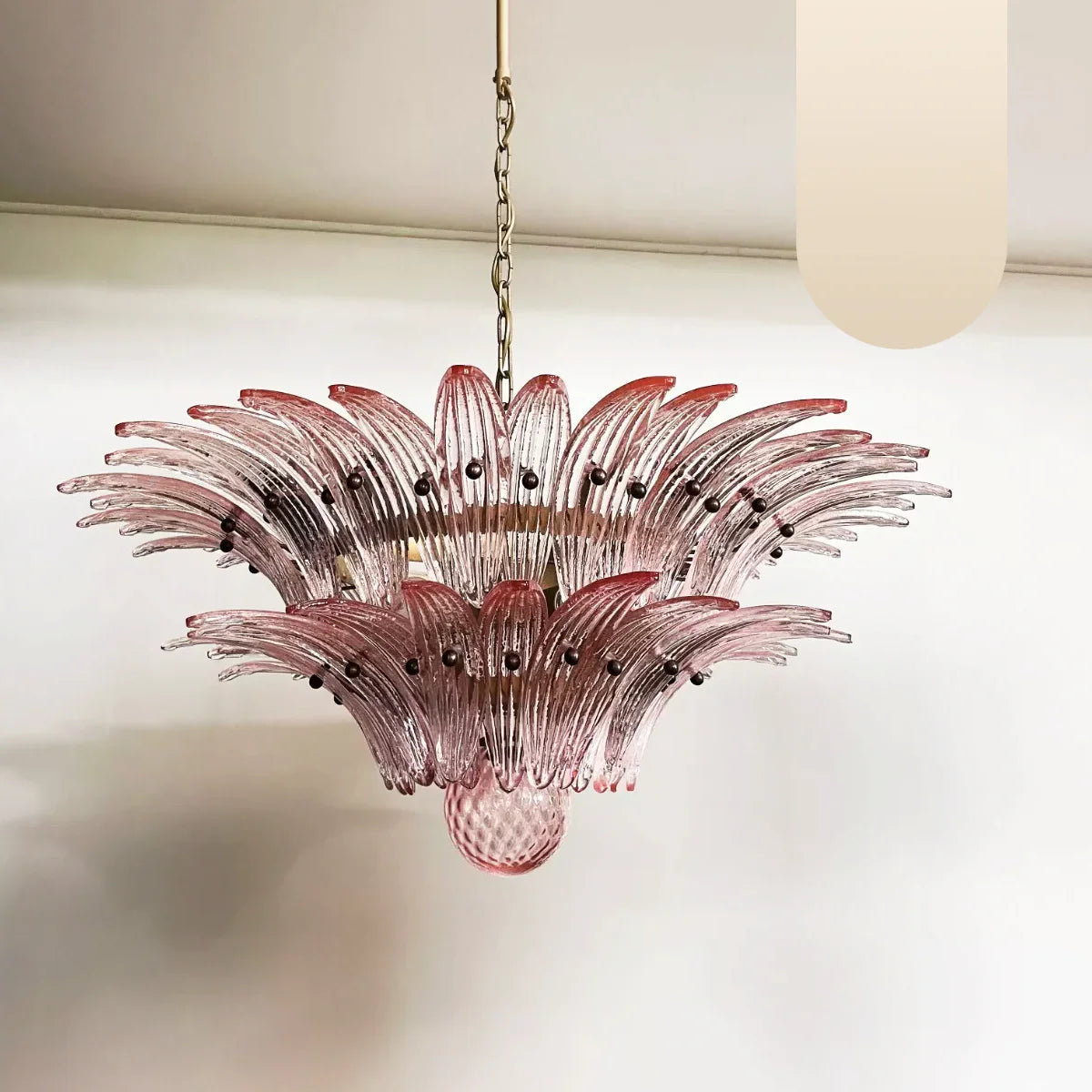 Murano Palmette Pink Chandelier 34"