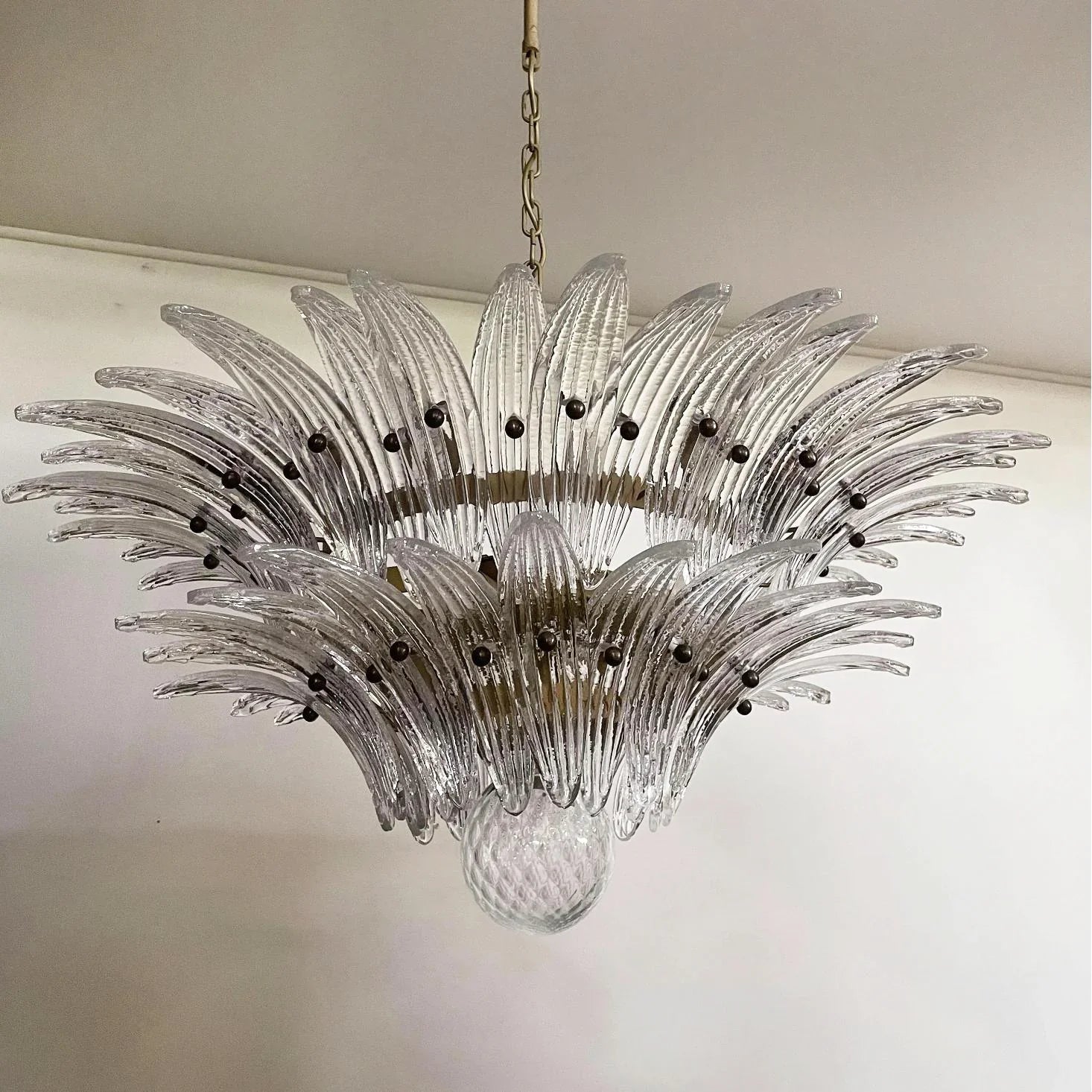 Murano Palmette Transparent Chandelier 34"