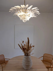 Murano Palmette Transparent Chandelier 34"