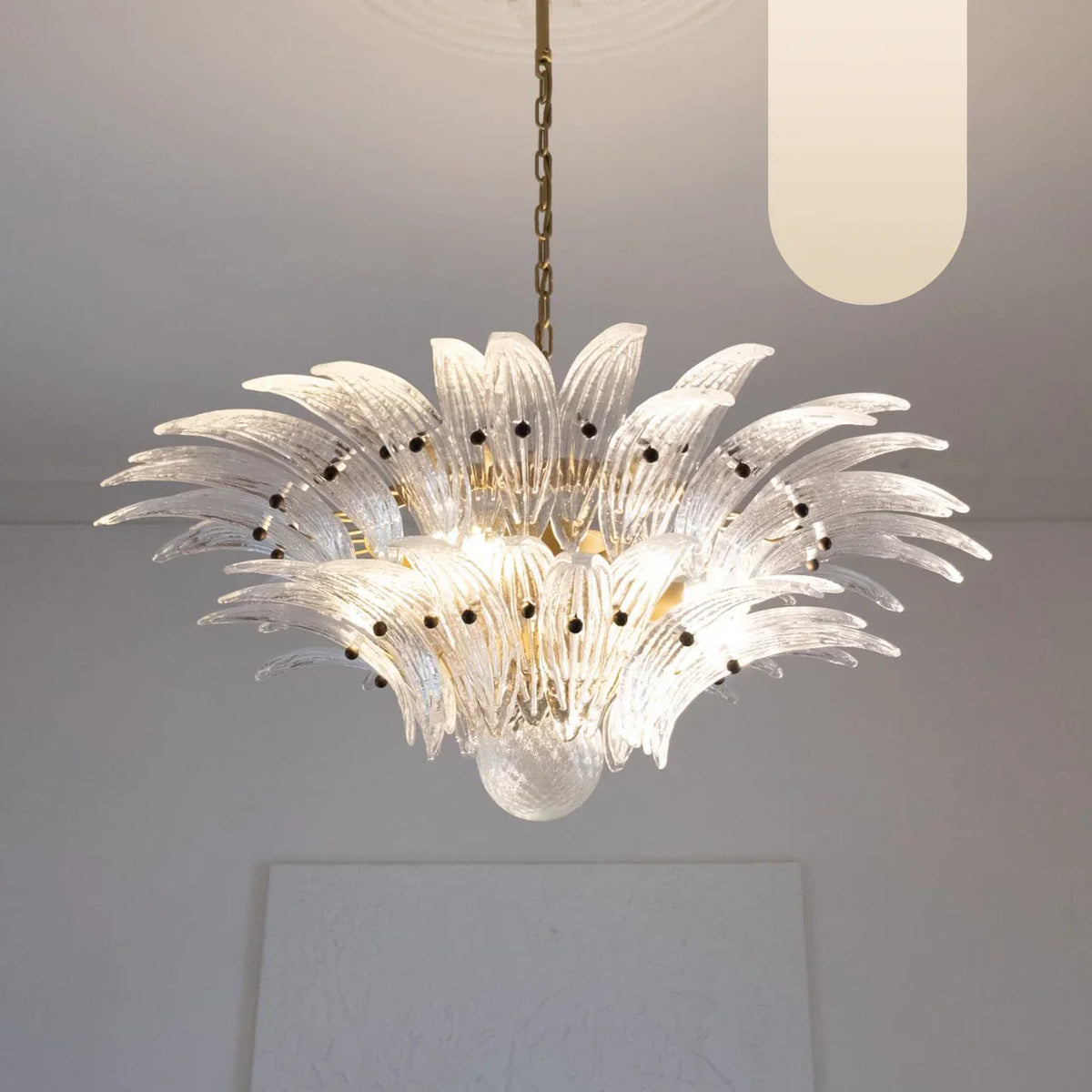 Murano Palmette Transparent Chandelier 34"