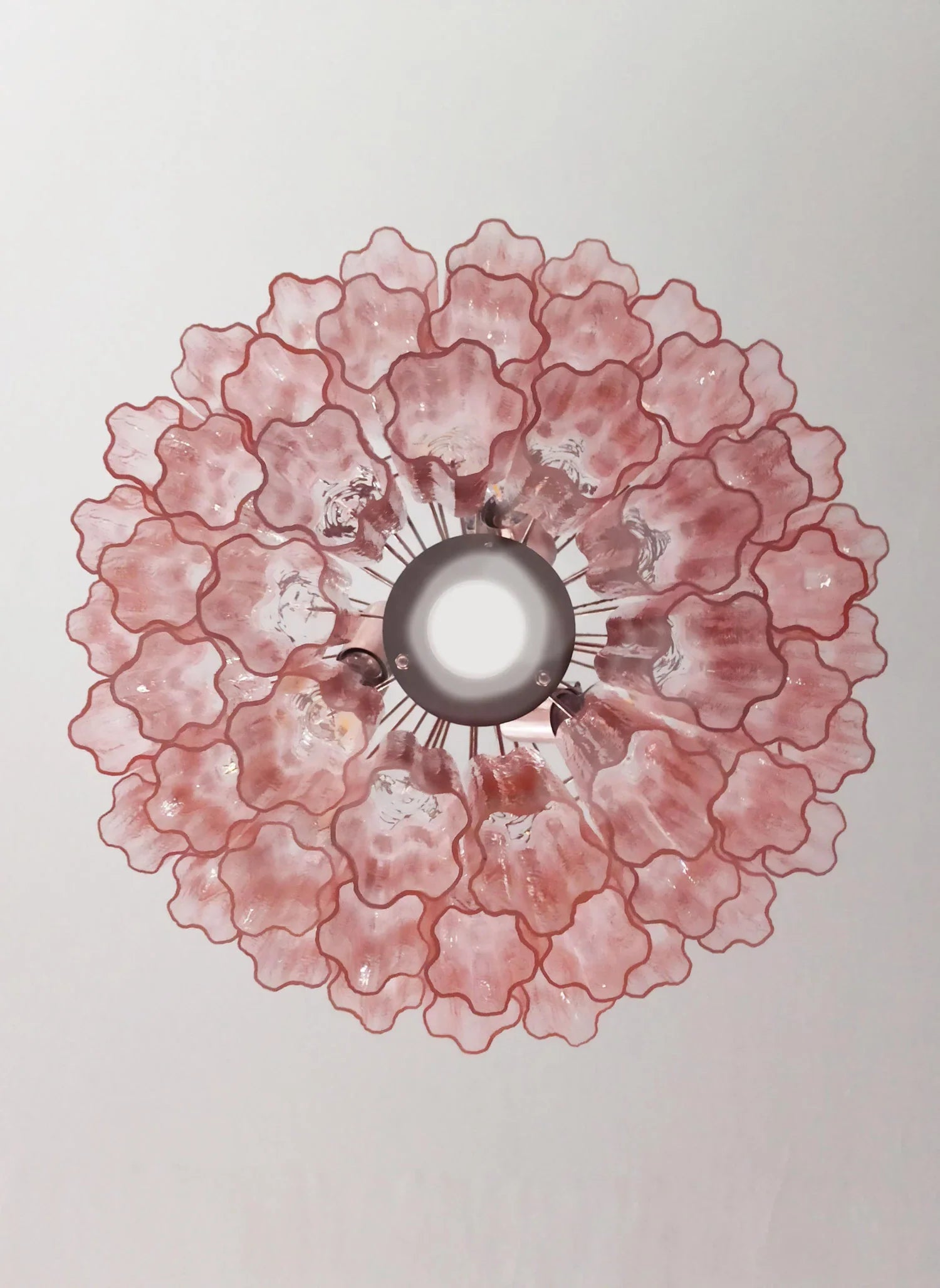 Murano Pink Glass Tube Chandelier 25.6"