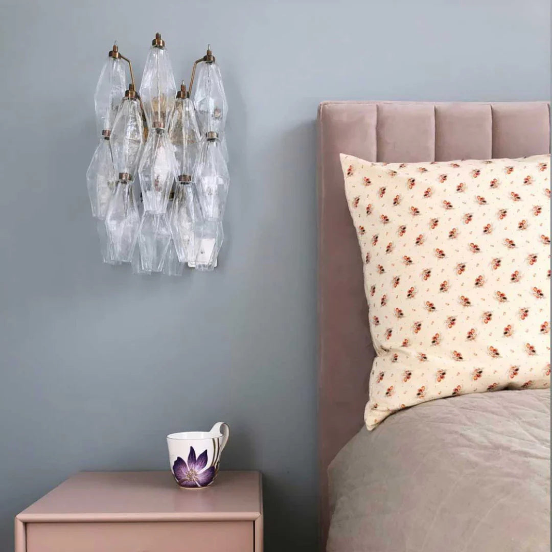 Murano Poliedri Transparent Glass Wall Sconces 9.8"