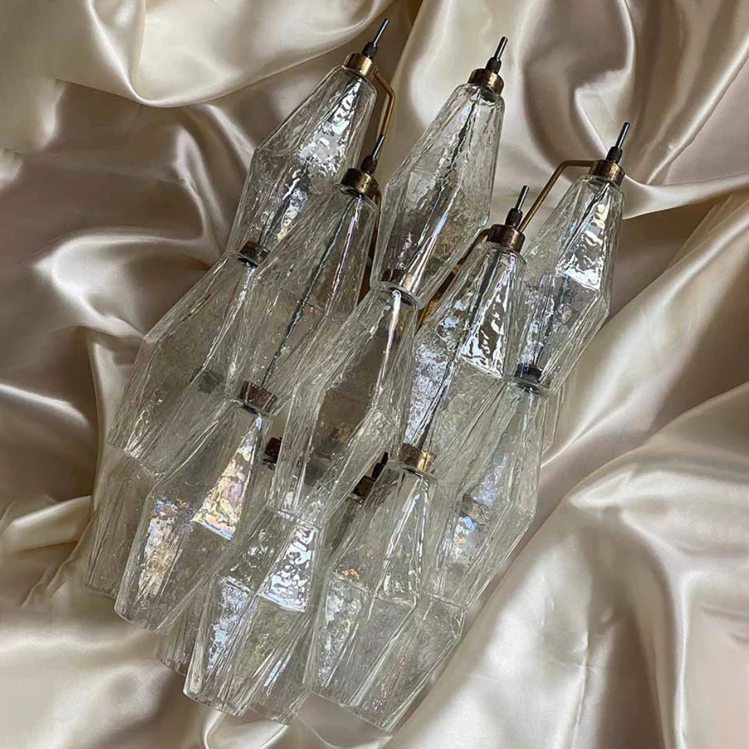 Murano Poliedri Transparent Glass Wall Sconces 9.8"