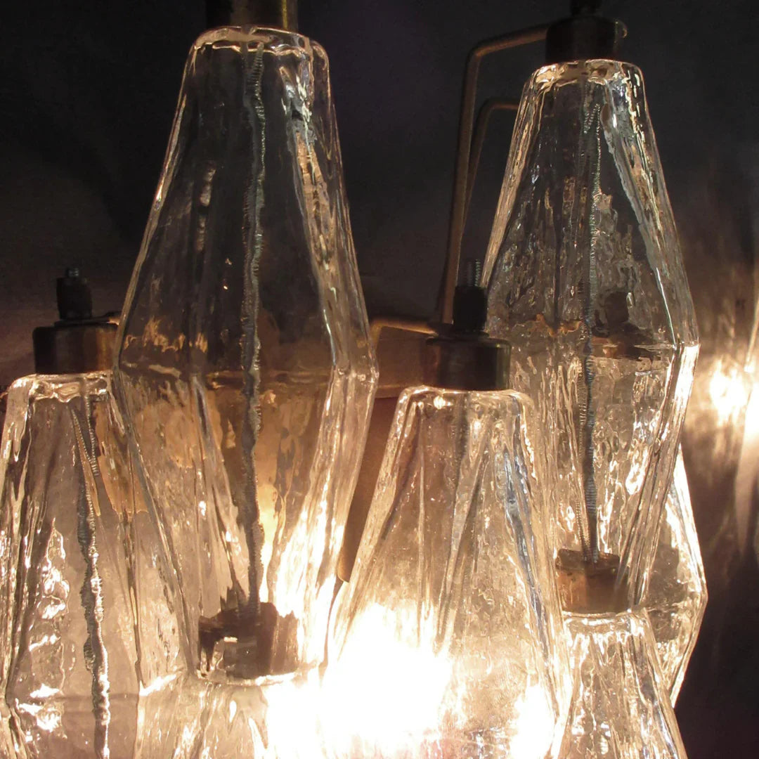 Murano Poliedri Transparent Glass Wall Sconces 9.8"