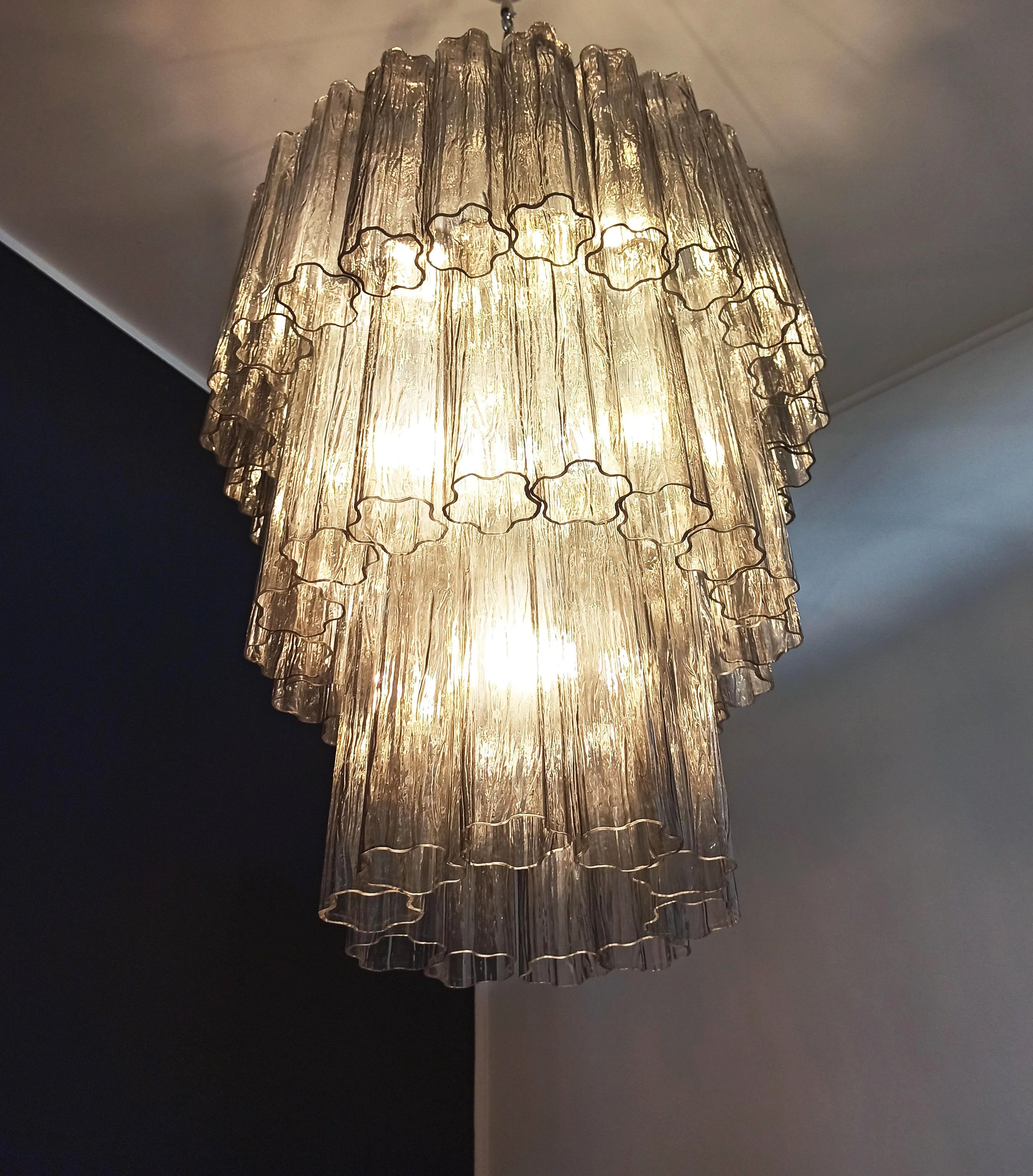 Murano Smoked Glass Tube Chandelier 25.6"