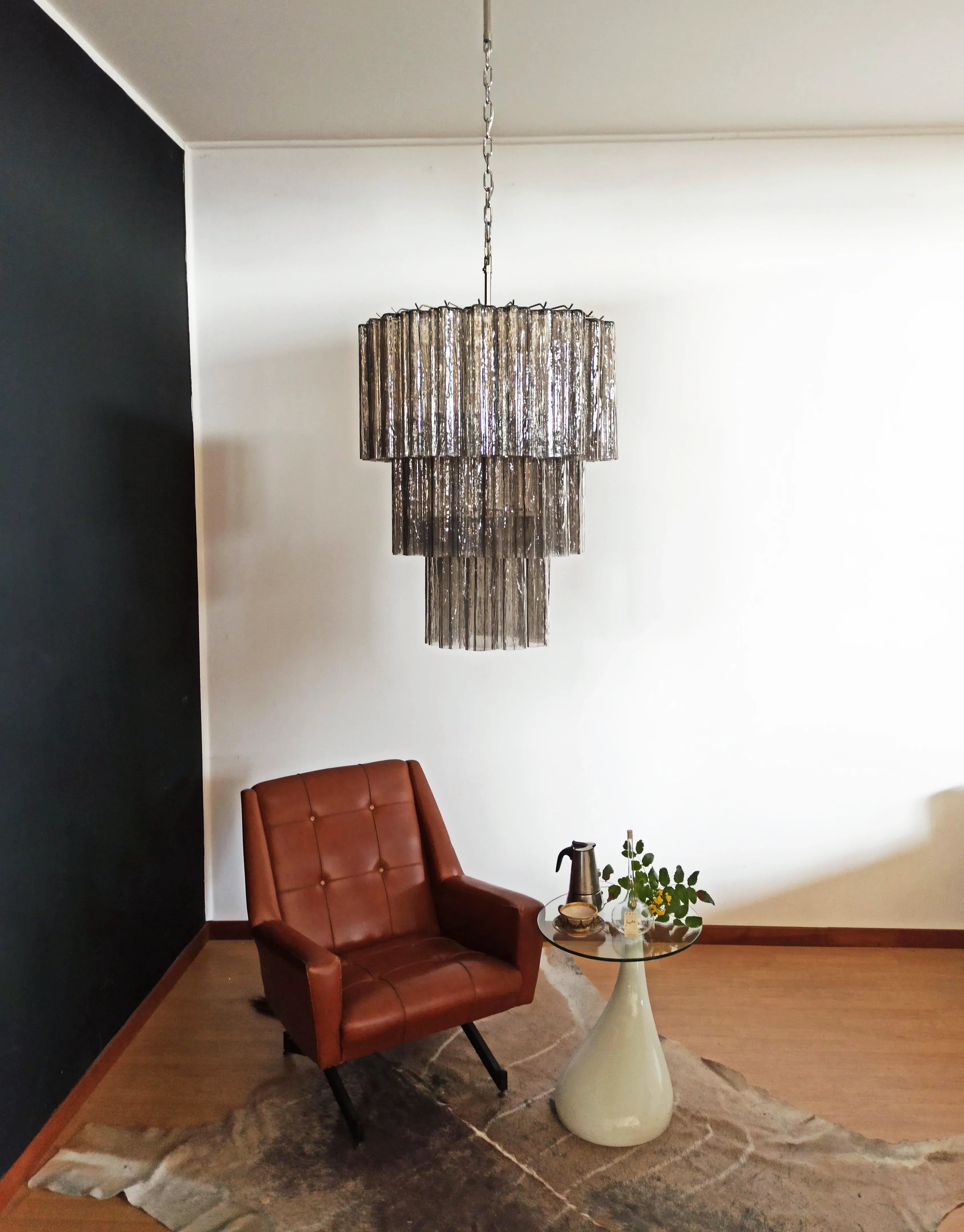 Murano Smoked Glass Tube Chandelier 25.6"