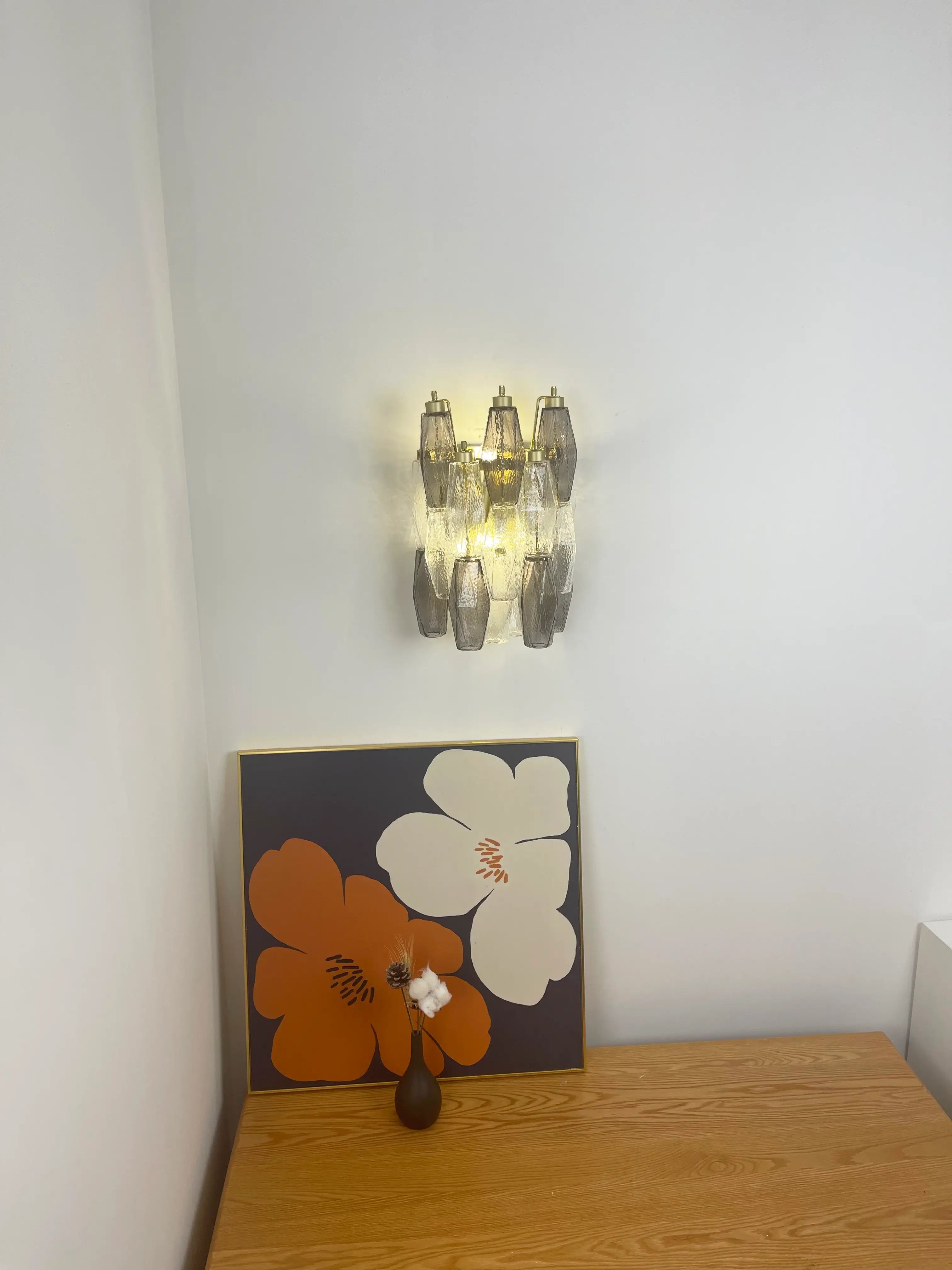 Murano Smoked Transparent Glass Wall Sconces 9.8"