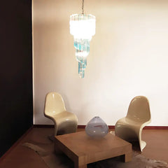 Murano Spiral Transparent Blue Prism Glass Chandelier