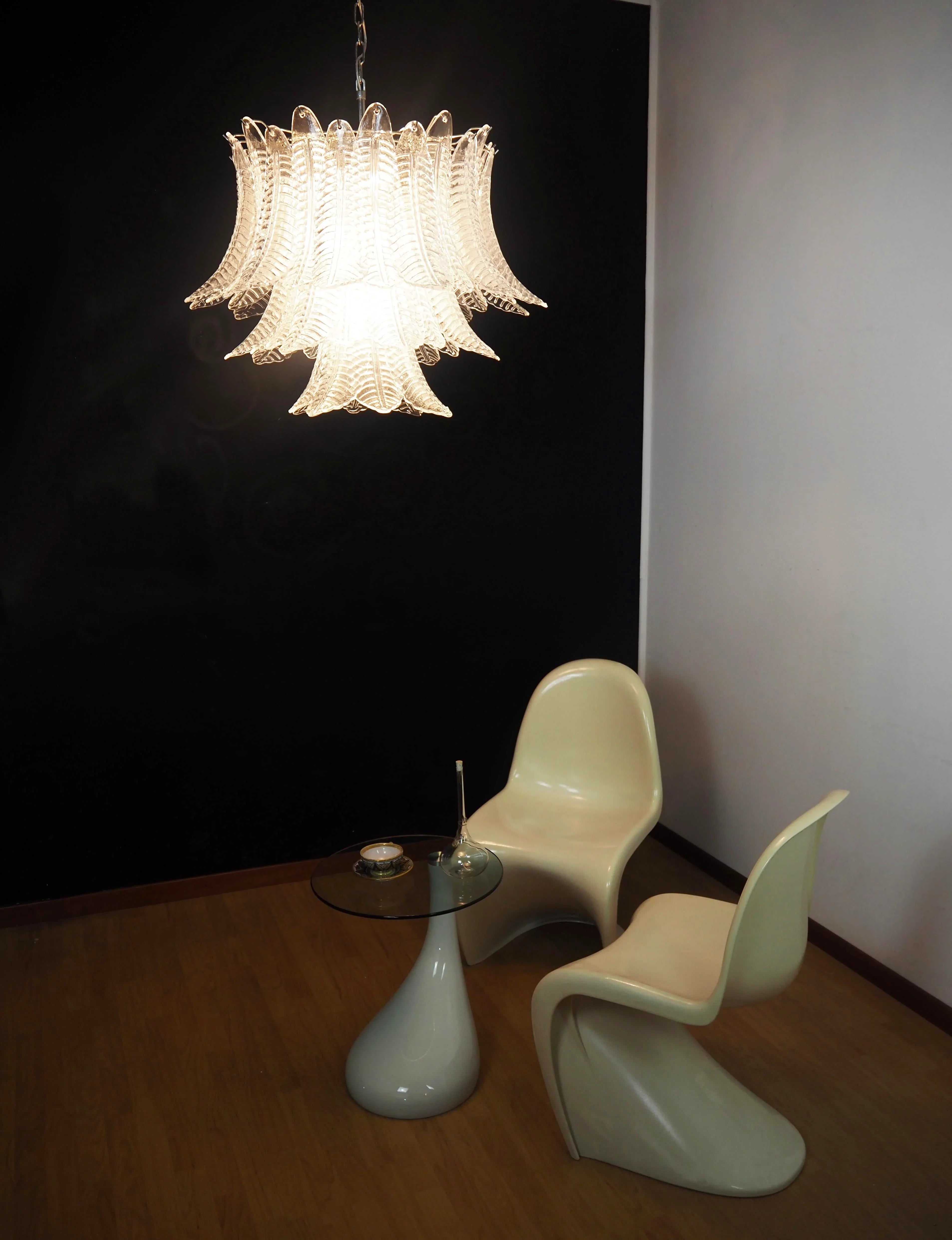 Murano Transparent Ferns Glass Chandelier 31.5"