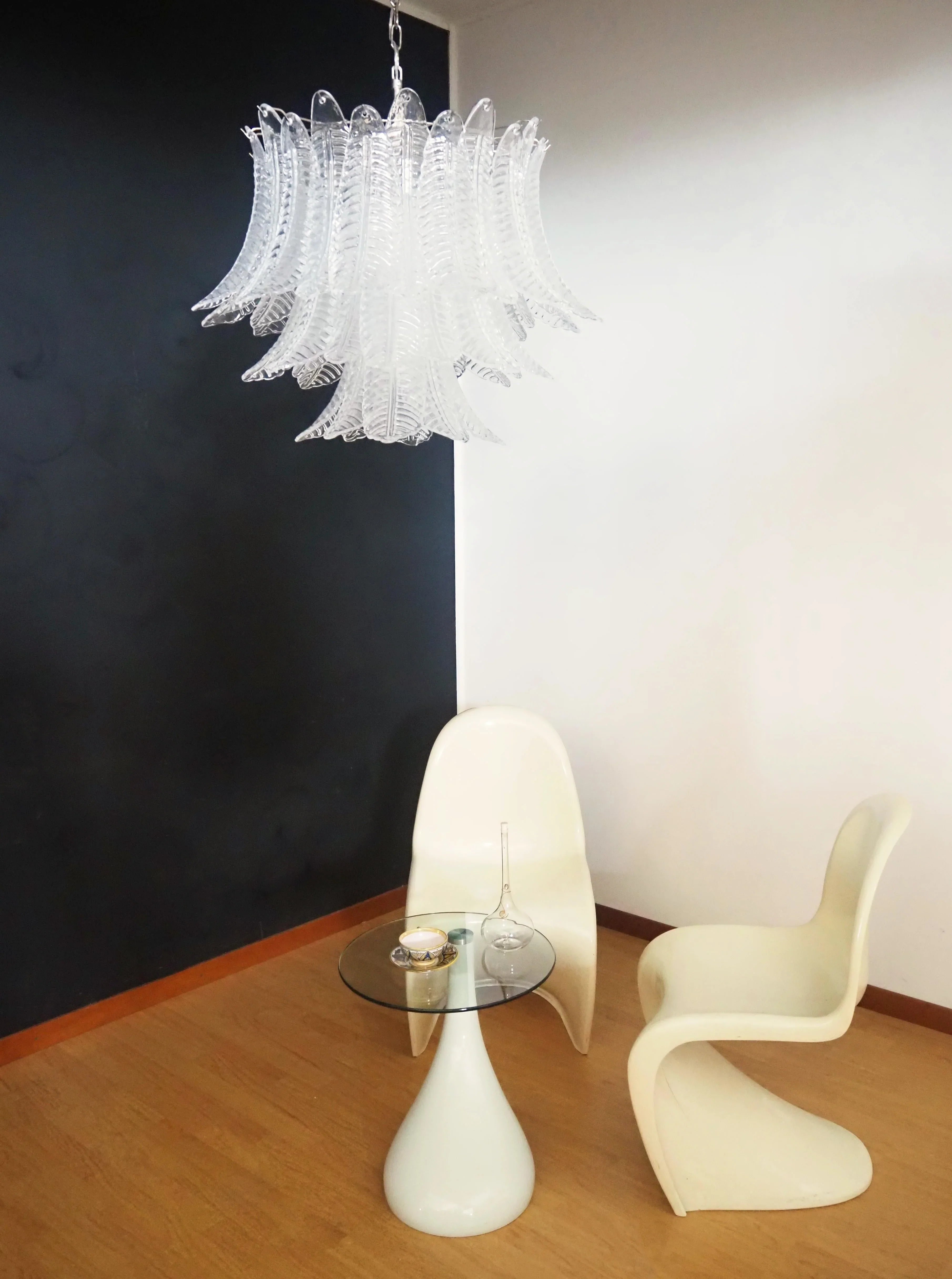 Murano Transparent Ferns Glass Chandelier 31.5"